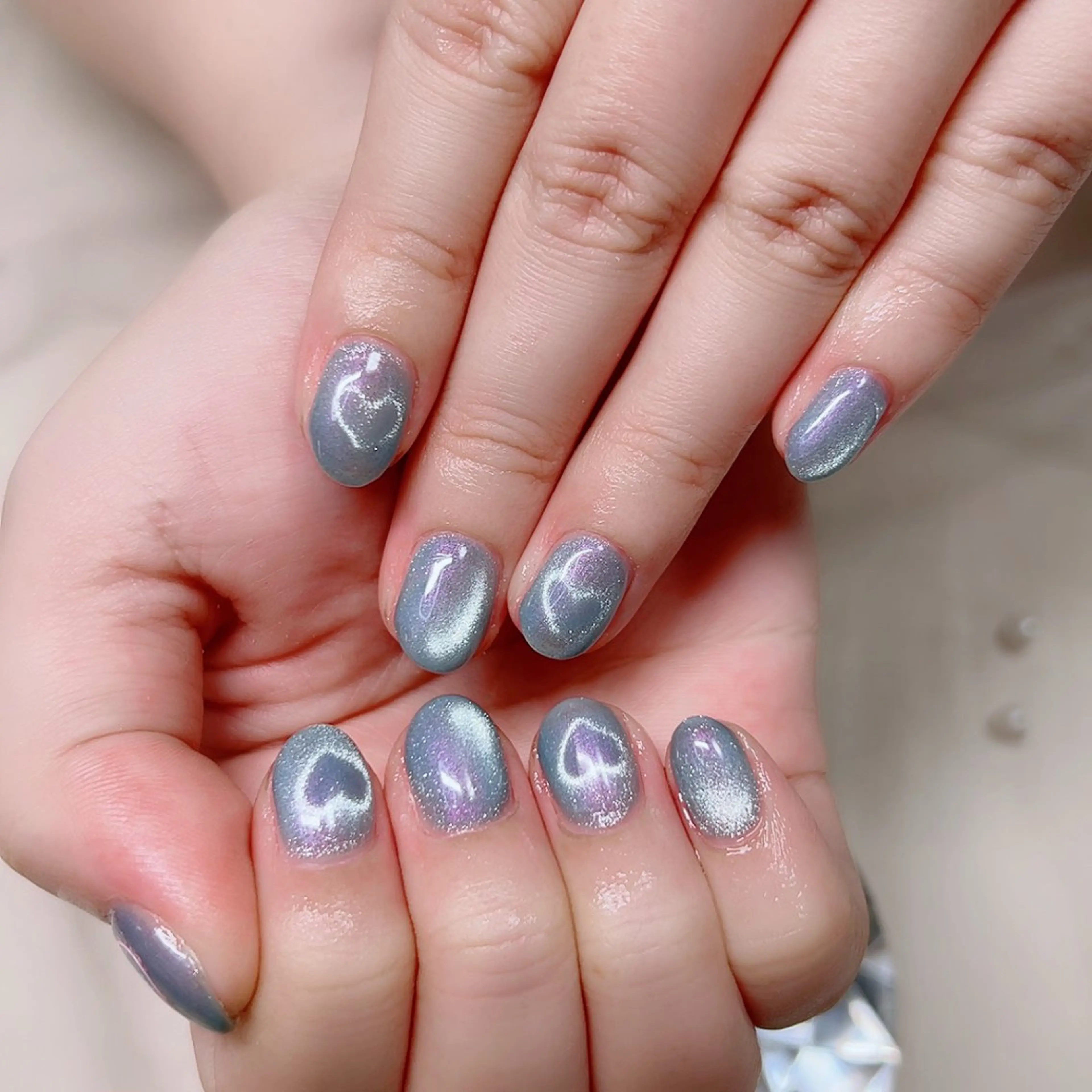 ネイル ハート キラキラネイル マグネットネイル バレンタイン ハンドネイル Cute Tips nailのネイルデザイン