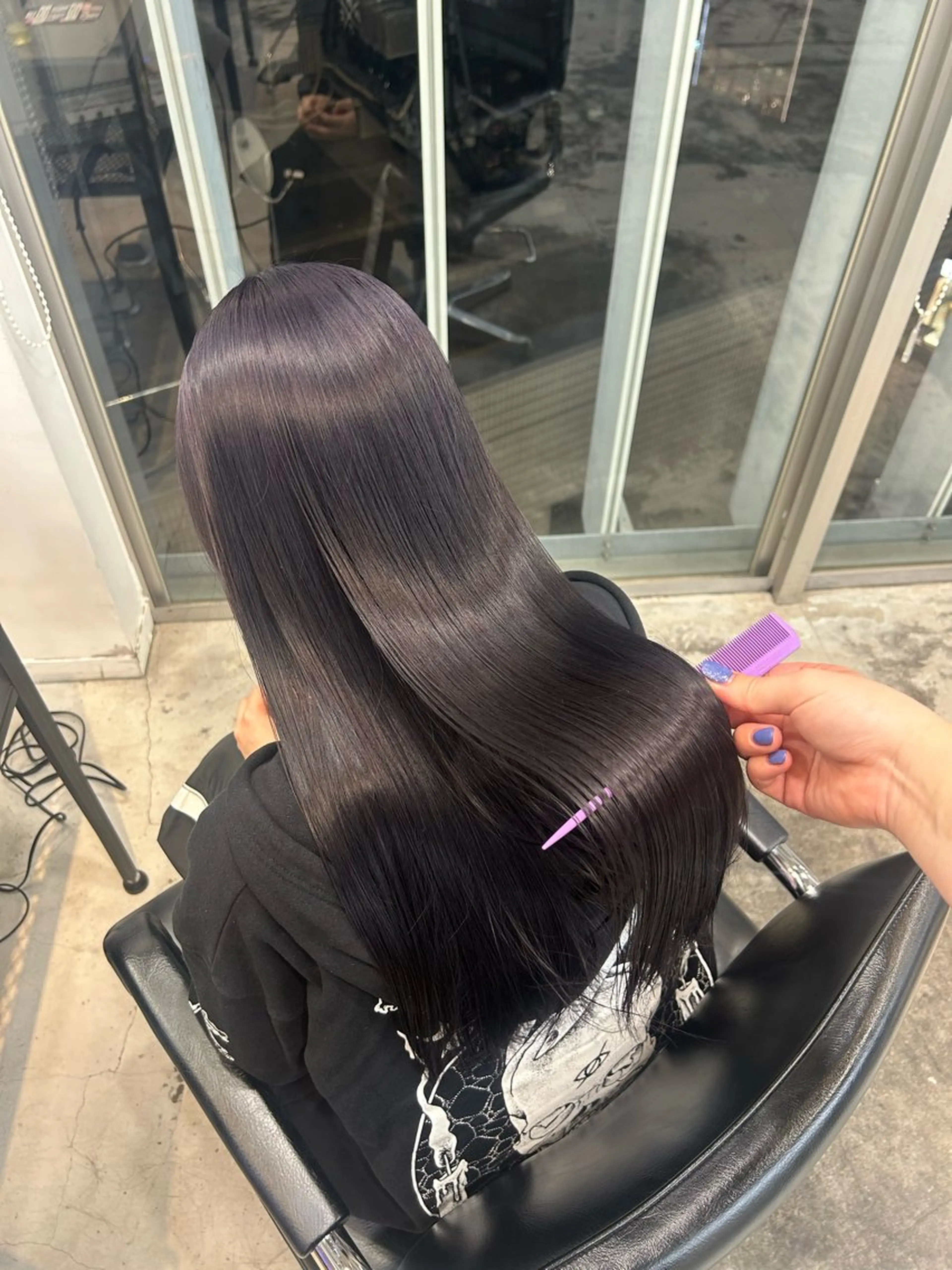 ロング パープルカラー ヘアカラー ブリーチ 🎀 エクステ ♡さや♡のヘアスタイル
