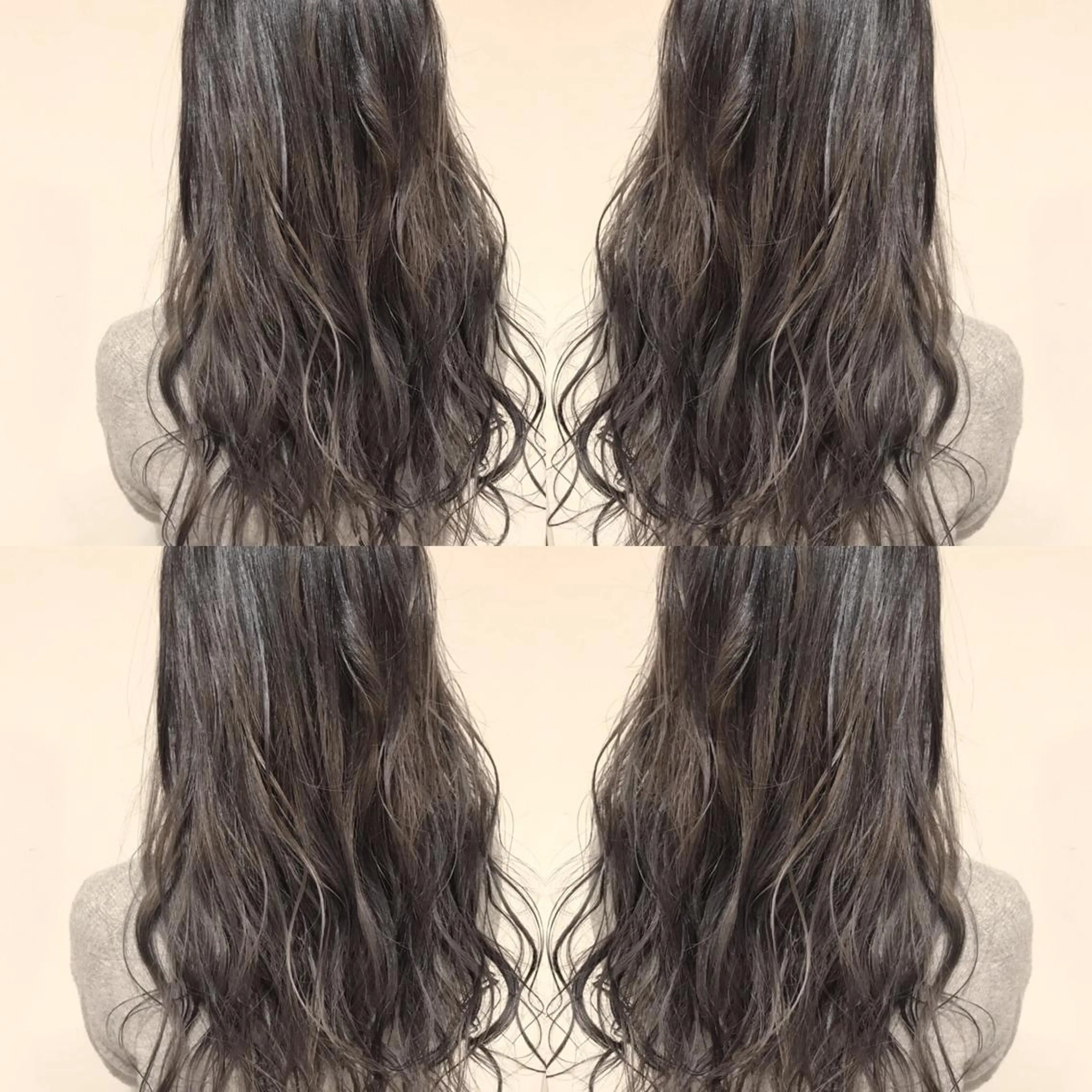 ミディアム カラー アッシュ アッシュグレー アッシュグレージュ バレイヤージュ ブリーチ AMI Hair  supply所属・髪質改善カラー 韓国風レイヤーのヘアスタイル