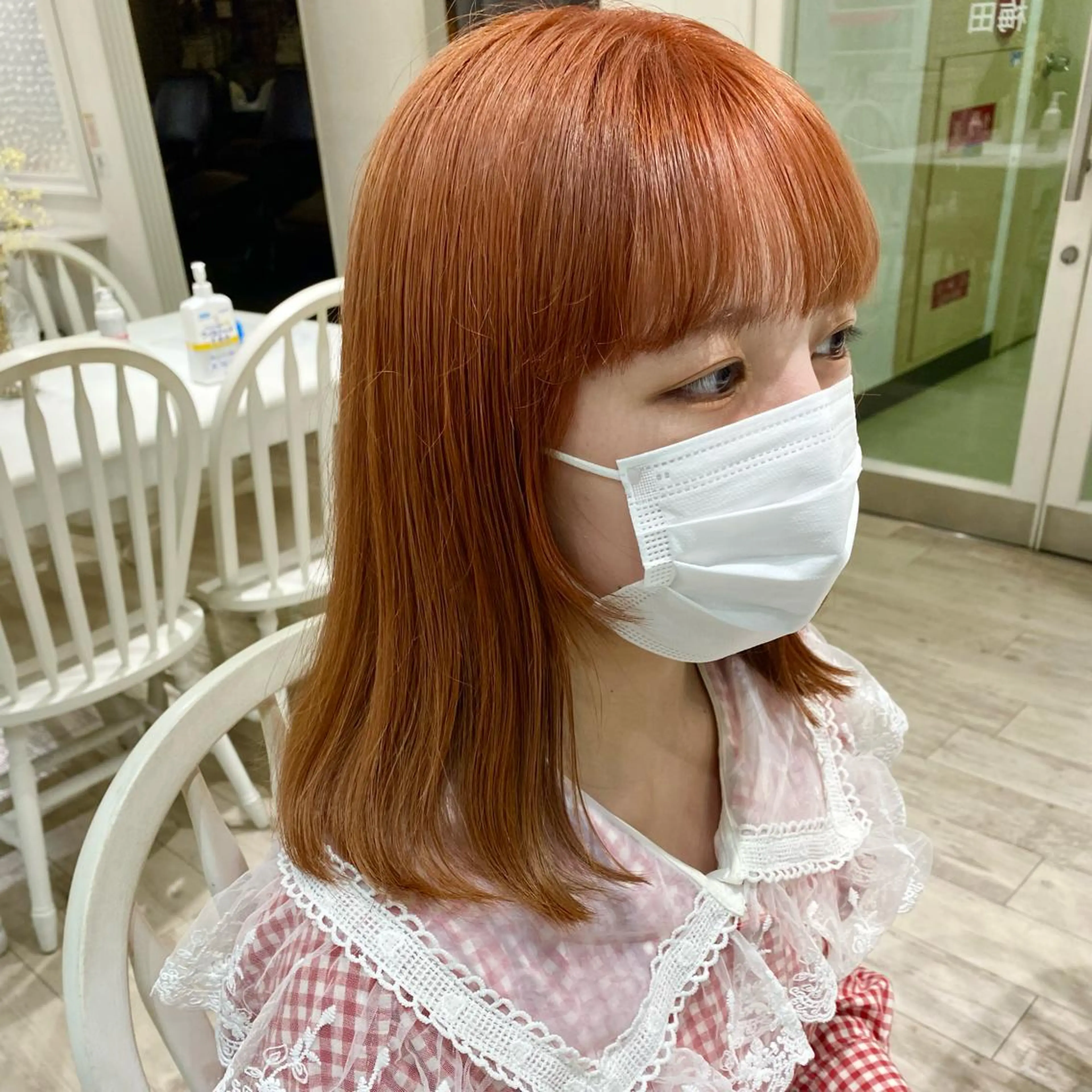 ミディアム カラー ブリーチ オレンジ トリートメント カット ヘアカラー 暖色カラー✨️ 門内 梨真のヘアスタイル