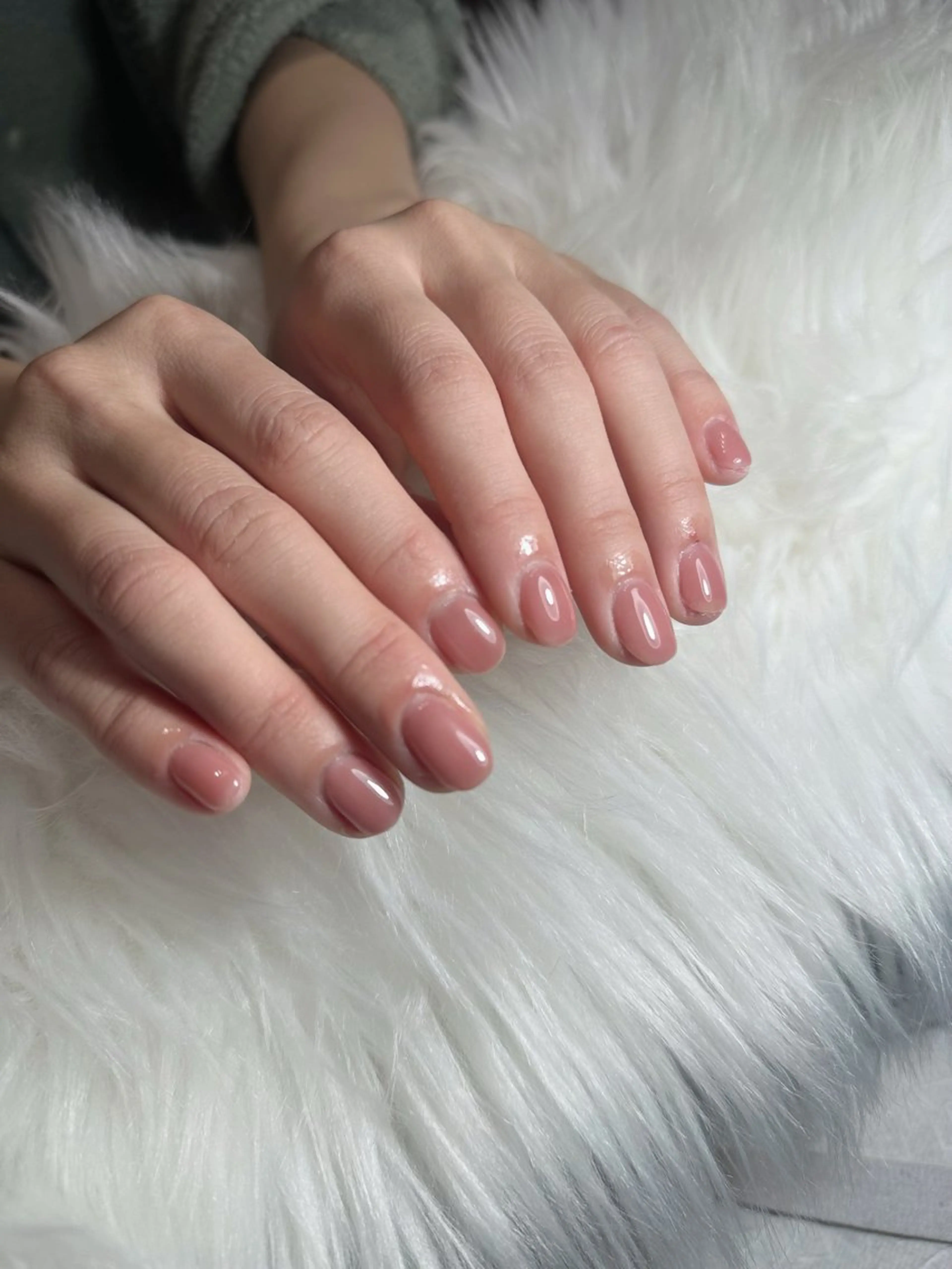 ネイル ワンカラーネイル ピンク ショートネイル ハンドネイル nail&eye pang hinaのネイルデザイン