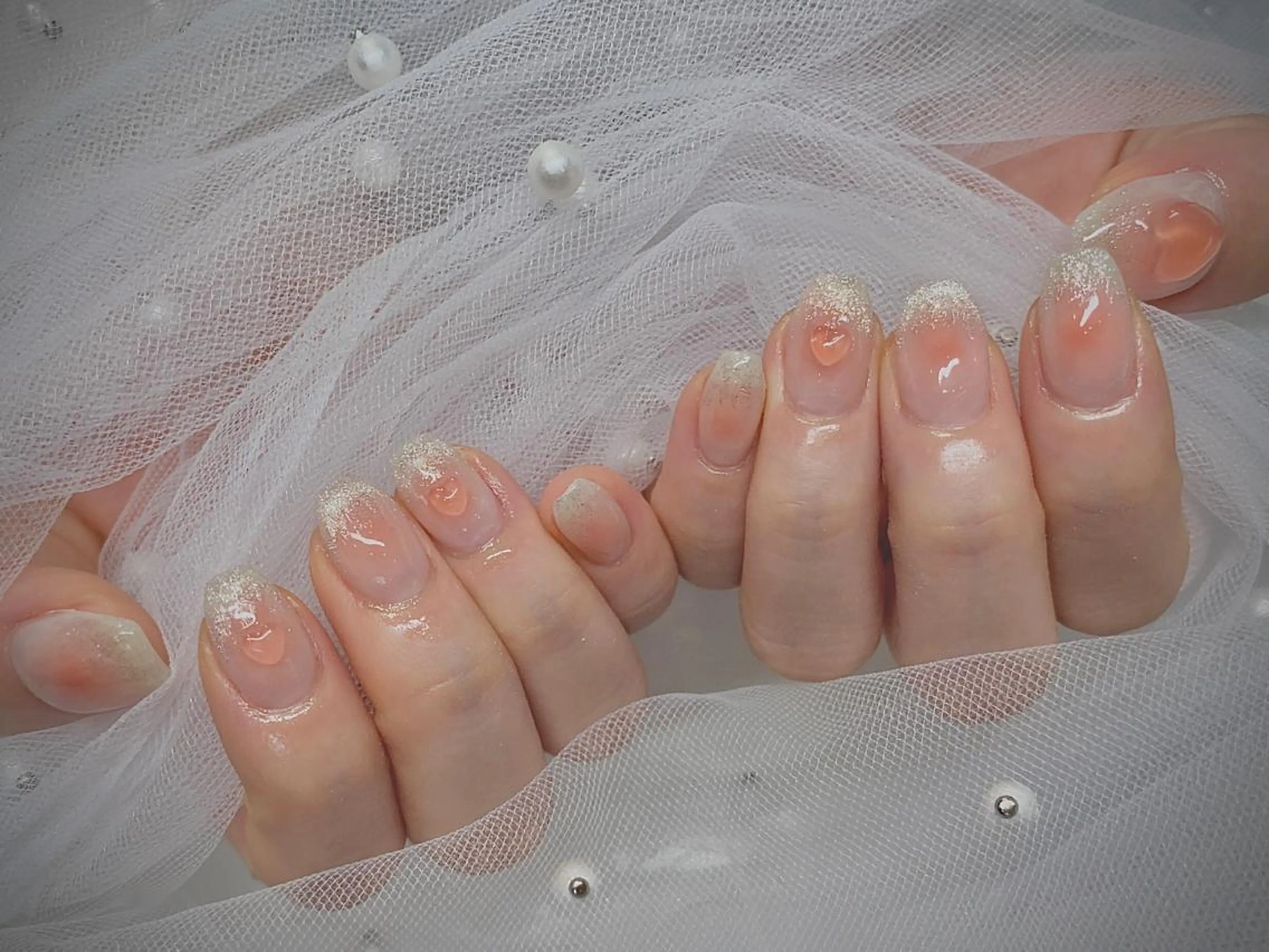 ネイル I-nailロング /ワンホン/キラキラのネイルデザイン