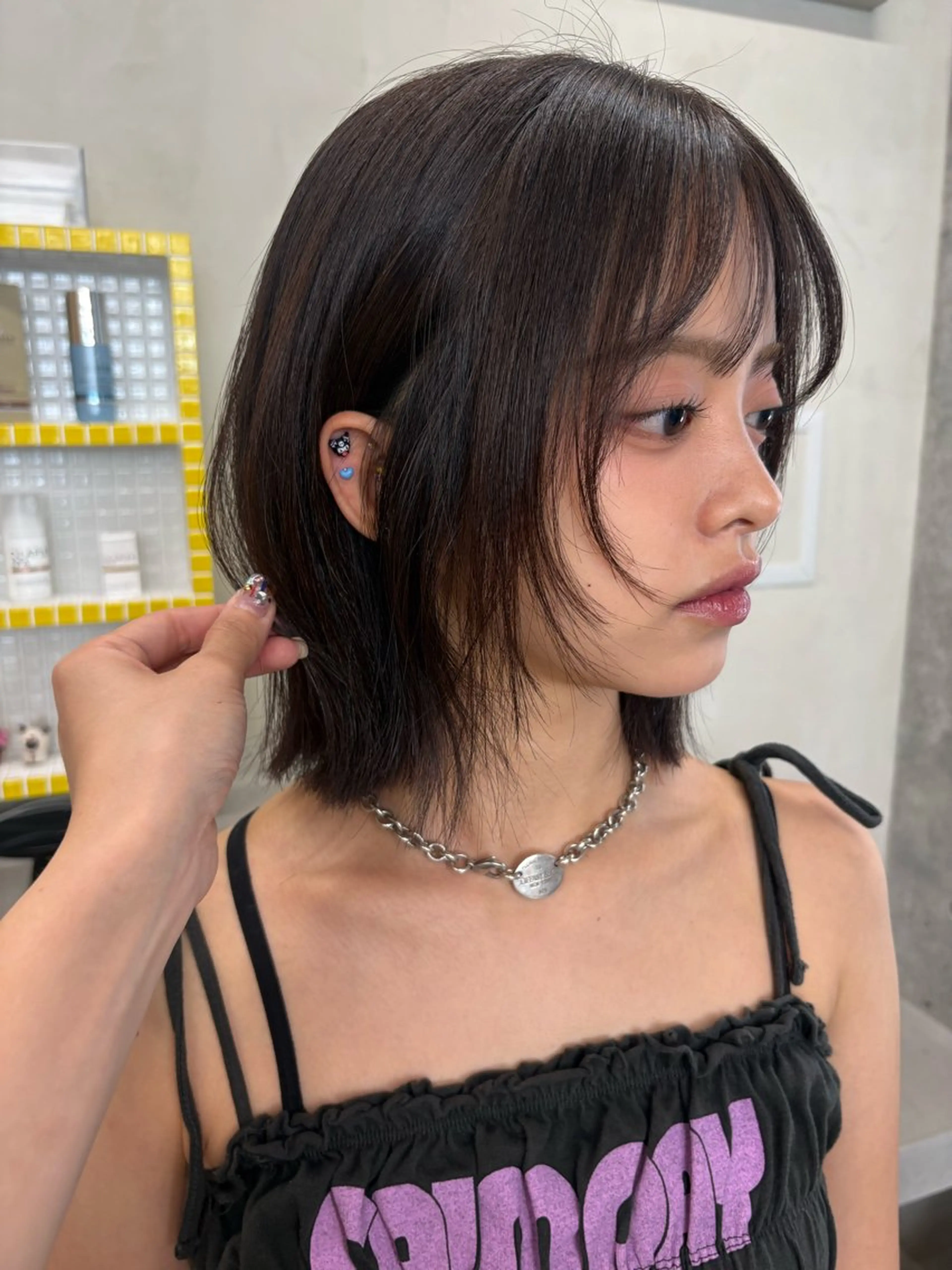 ミディアム カラー カット ヘアカラー トリートメント レイヤー/柔色 カラー/SAkiのヘアスタイル