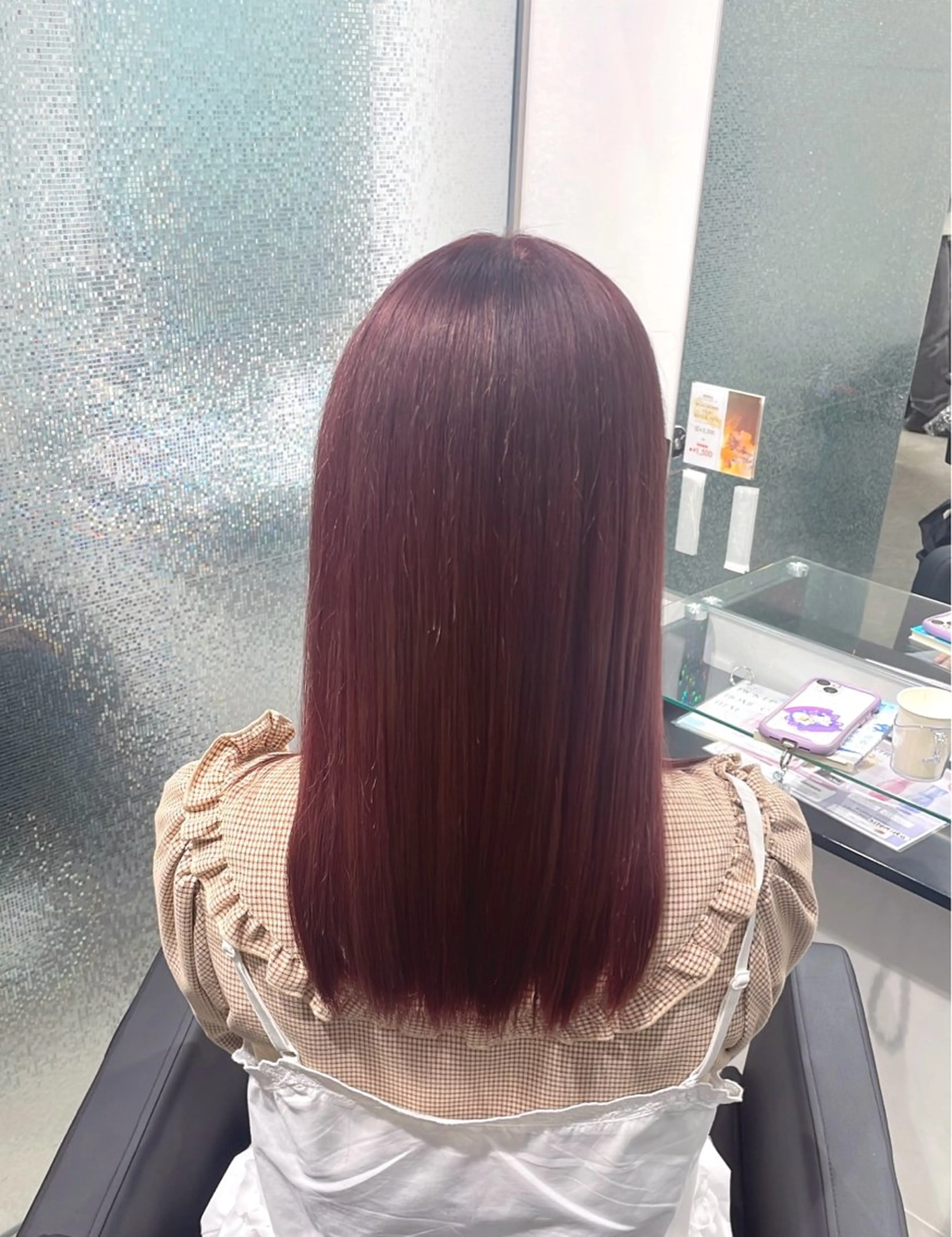 ミディアム カラー ボルドーカラー ヘアカラー トリートメント みずき /府中/ボブ /ニュアンスカラーのヘアスタイル