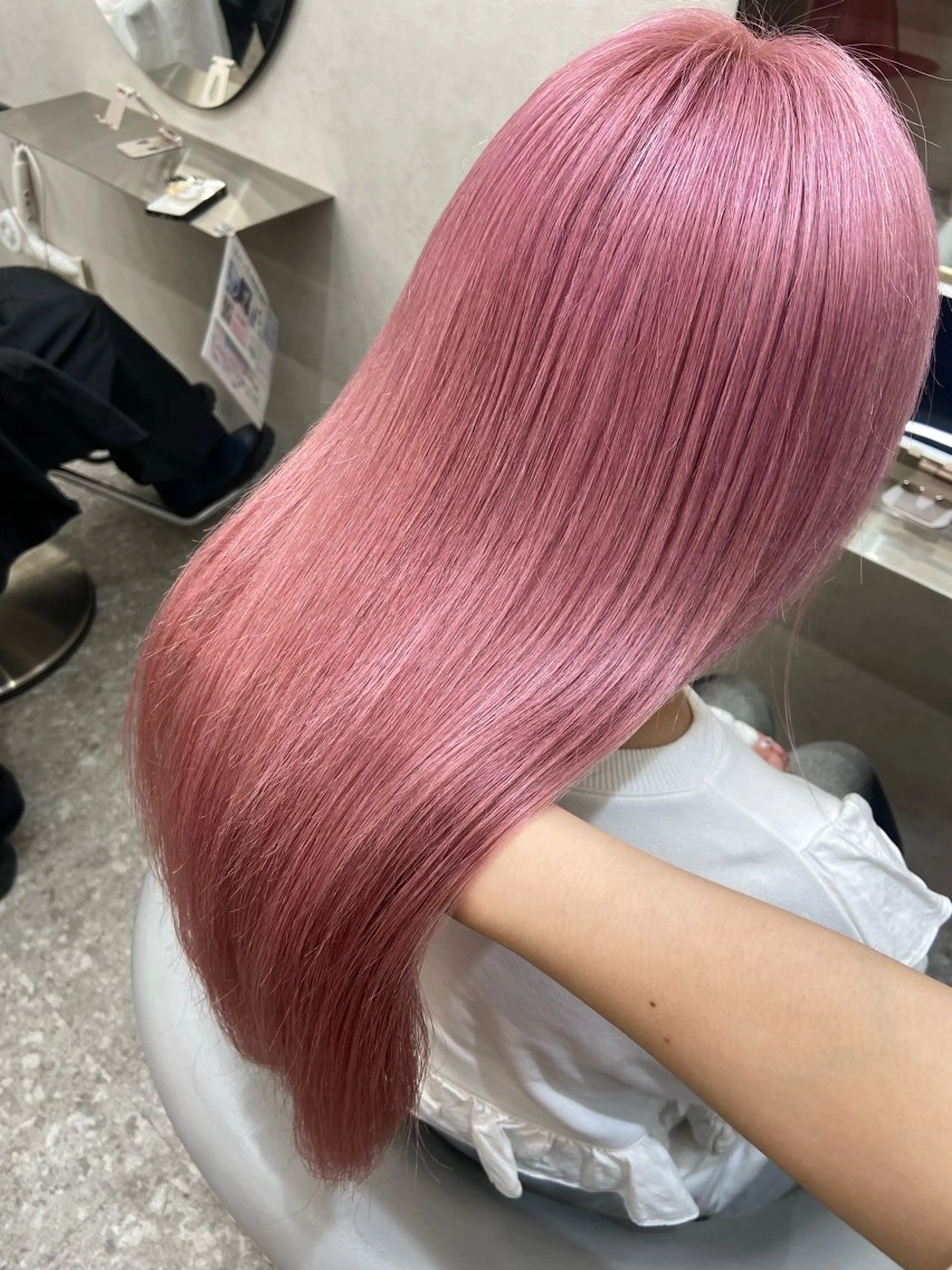 ロング カラー ブリーチ ケアブリーチ ダブルカラー ピンクカラー 髪質改善 新宿/韓国ヘア 中明度カラー/かやのヘアスタイル