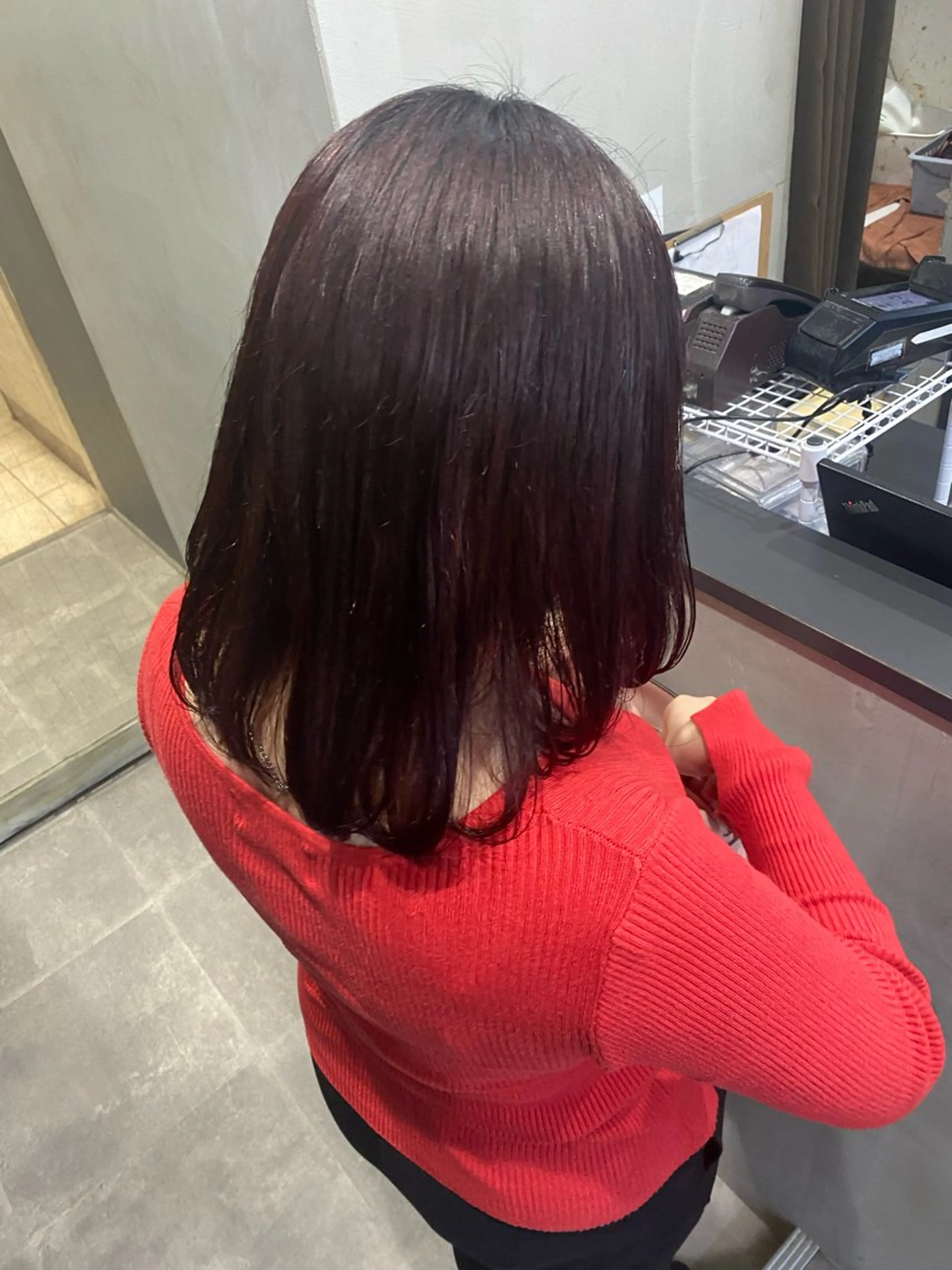 ミディアム カラー レッドカラー ボブ カット ヘアカラー トリートメント ヘアセット Cecil hair所属・yui/パーマ/ メンズカットのヘアスタイル