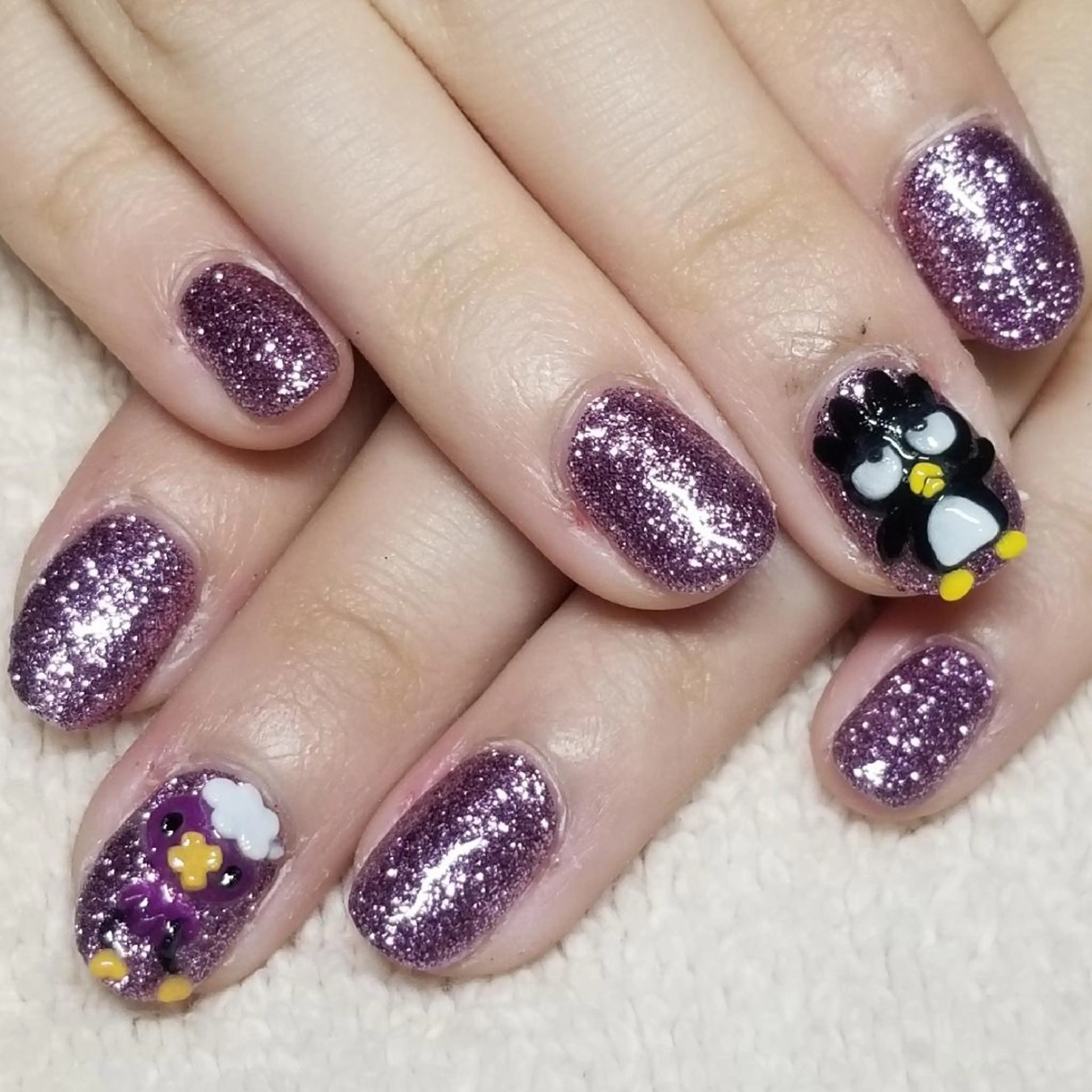 ネイル ラメ(グリッター) パープル ハンドネイル よしだ ひろきのネイルデザイン