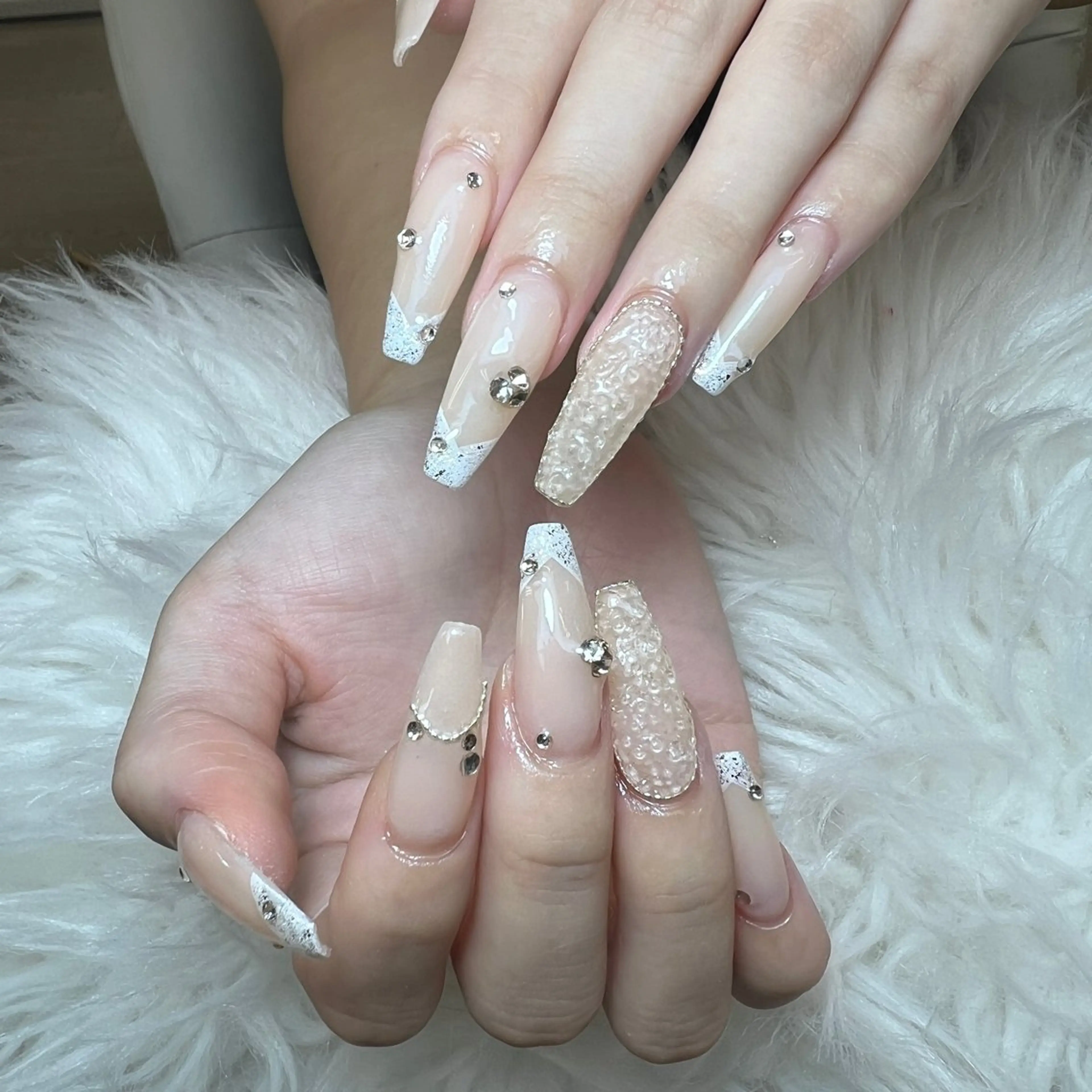 ネイル アートネイル オーロラネイル チークネイル 長さ出し フットネイル Noiranail_ studio川越西口のネイルデザイン