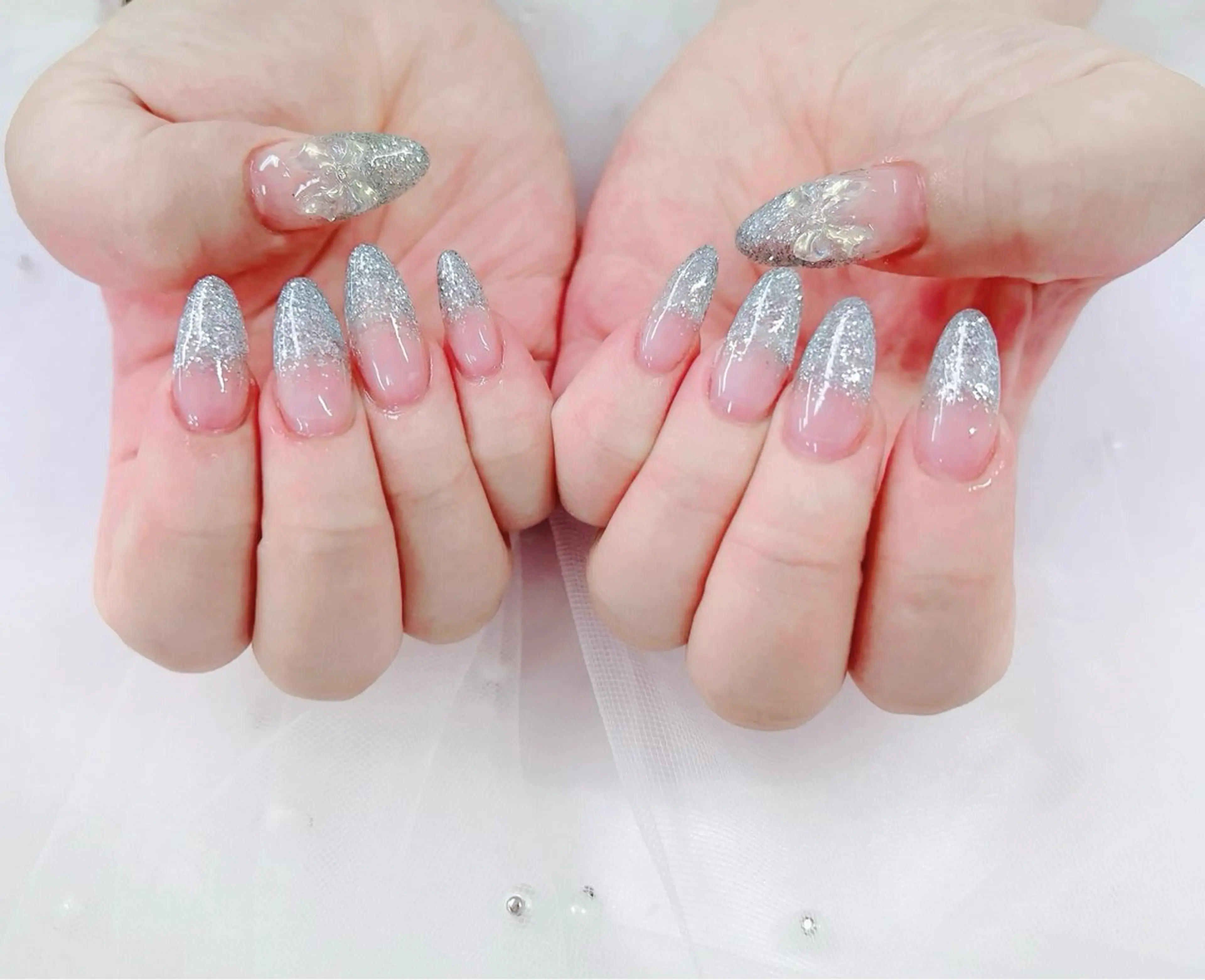 チップ長さだし10本＋ワンカラーorラメグラ＋パーツ2本(オフ込み)の写真