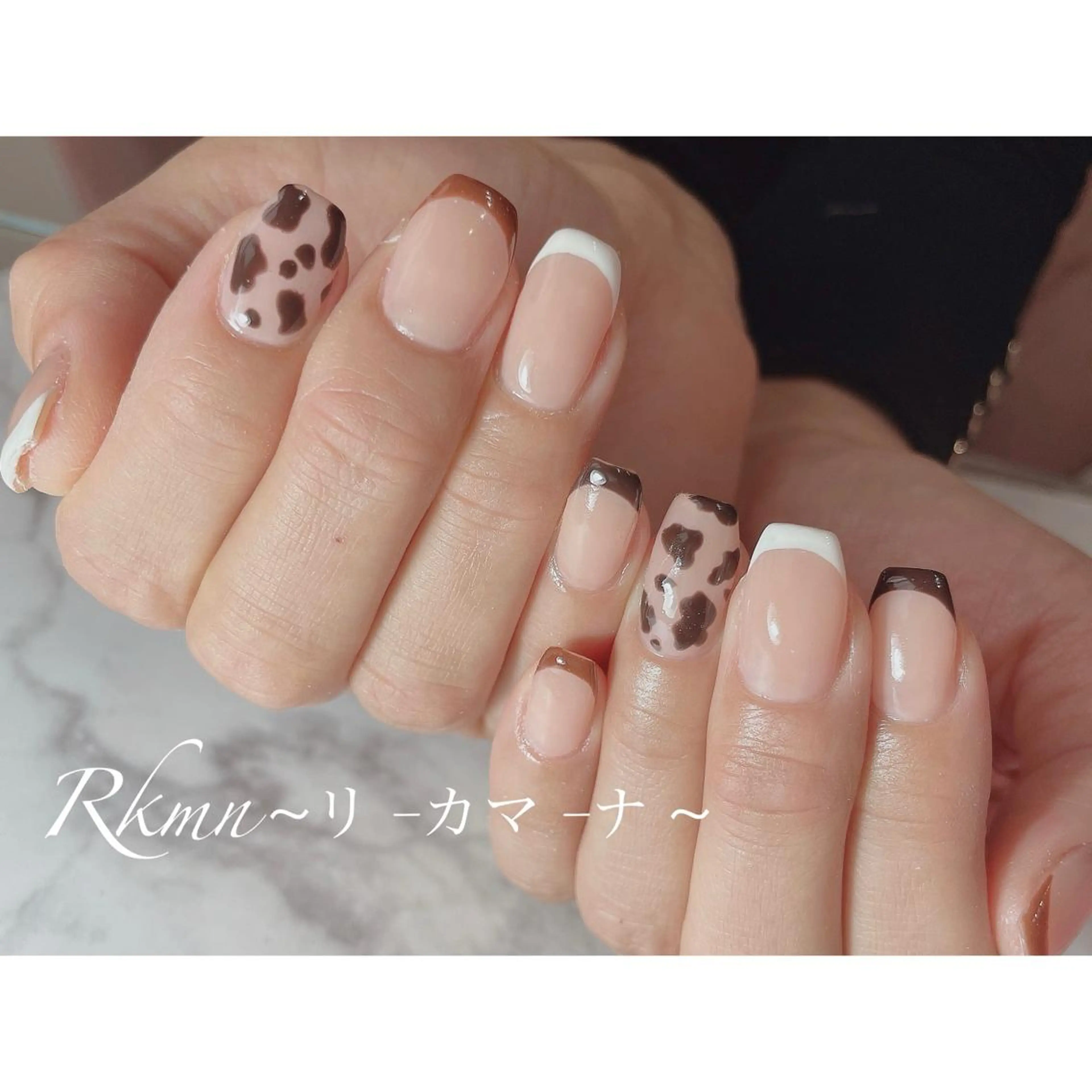 ネイル アニマル柄 アートネイル フレンチネイル 春ネイル ハンドネイル フットネイル ハンドケア Rkmn ~リ-カマ-ナ~のネイルデザイン