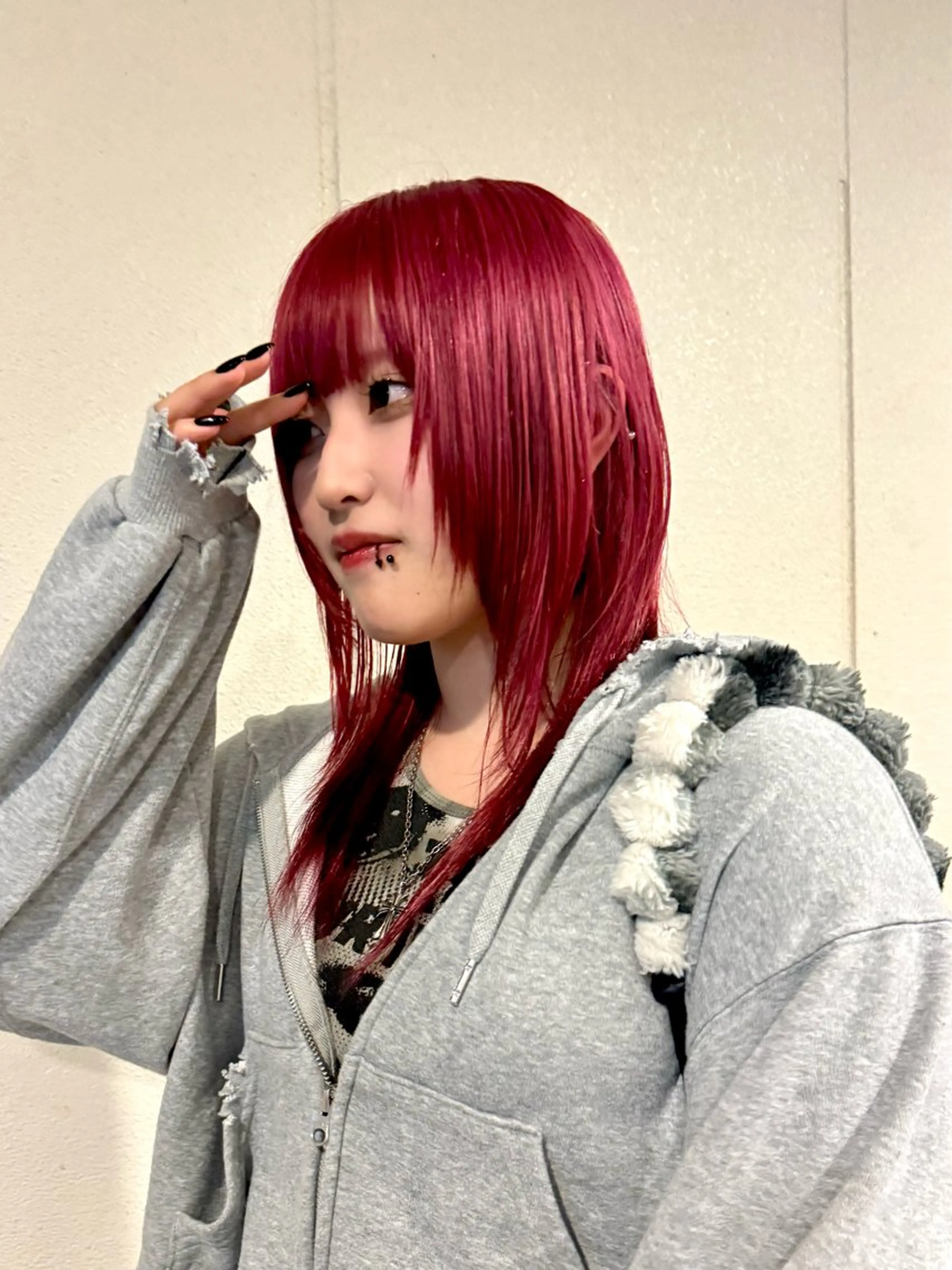 ミディアム カラー レッドカラー レイヤーカット カット ヘアカラー トリートメント ハイトーン/レイヤー /ウルフ⭐️永田⭐️のヘアスタイル