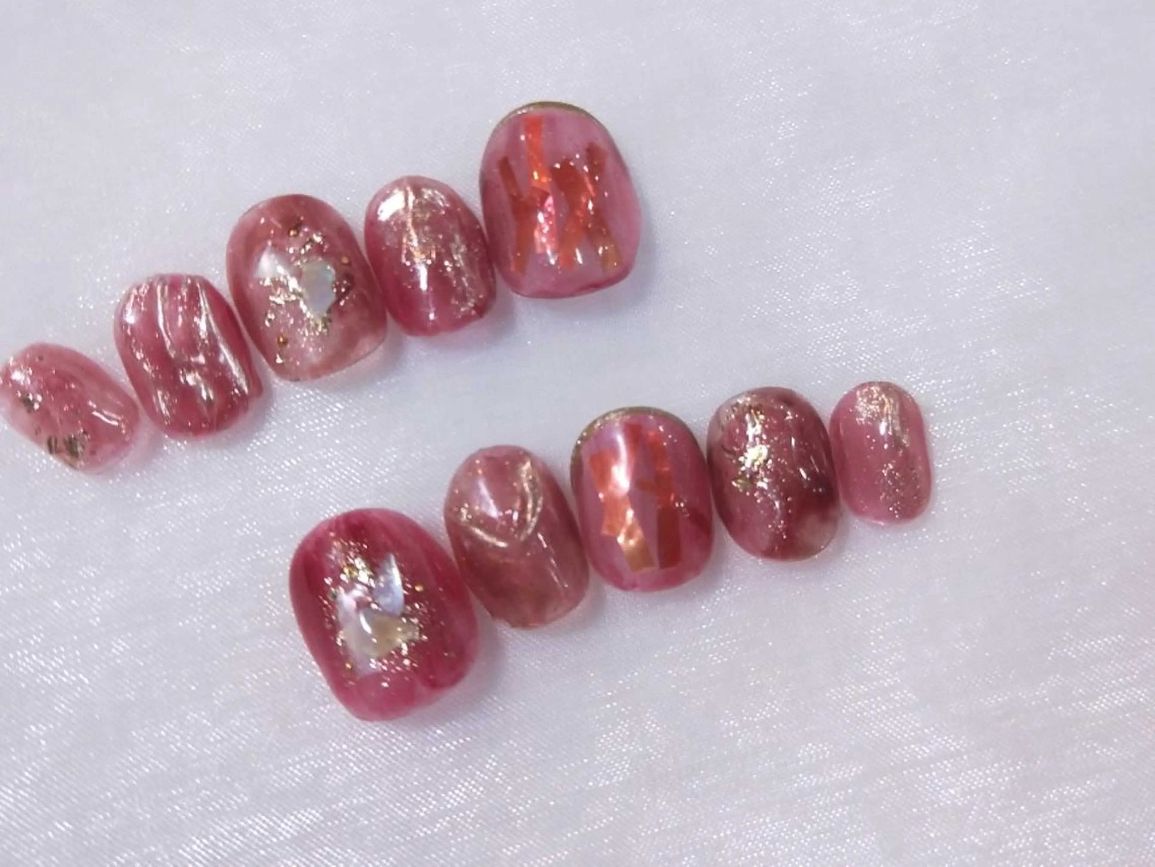 ネイル ハンドネイル R'well所属・はばすみれ🎀ﾈｲﾙ 光ﾌｪｲｼｬﾙ ﾍｱのネイルデザイン