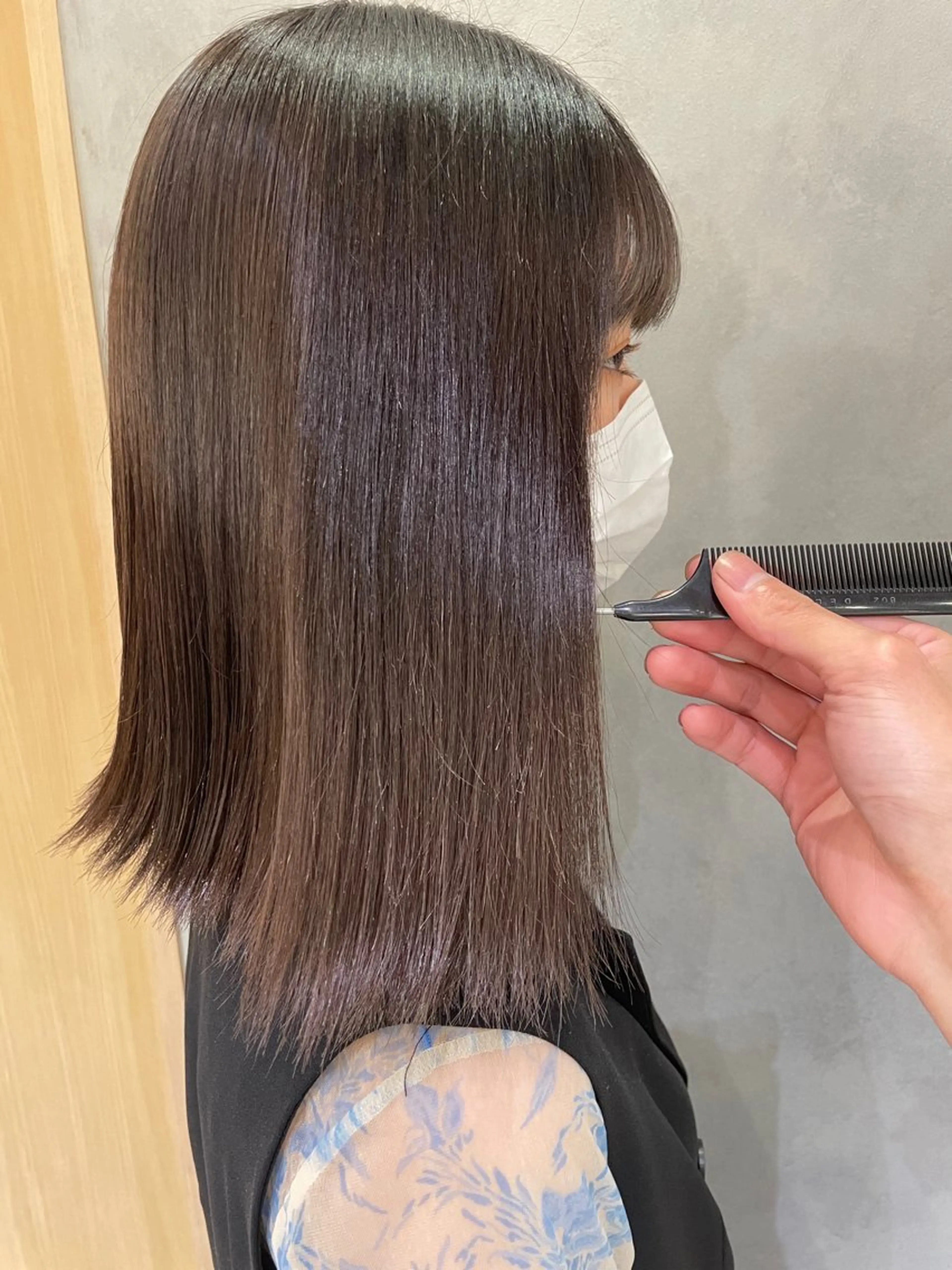 ミディアム くせ毛 縮毛矯正 薬院/駅近/ カラーモデル/募集中のヘアスタイル