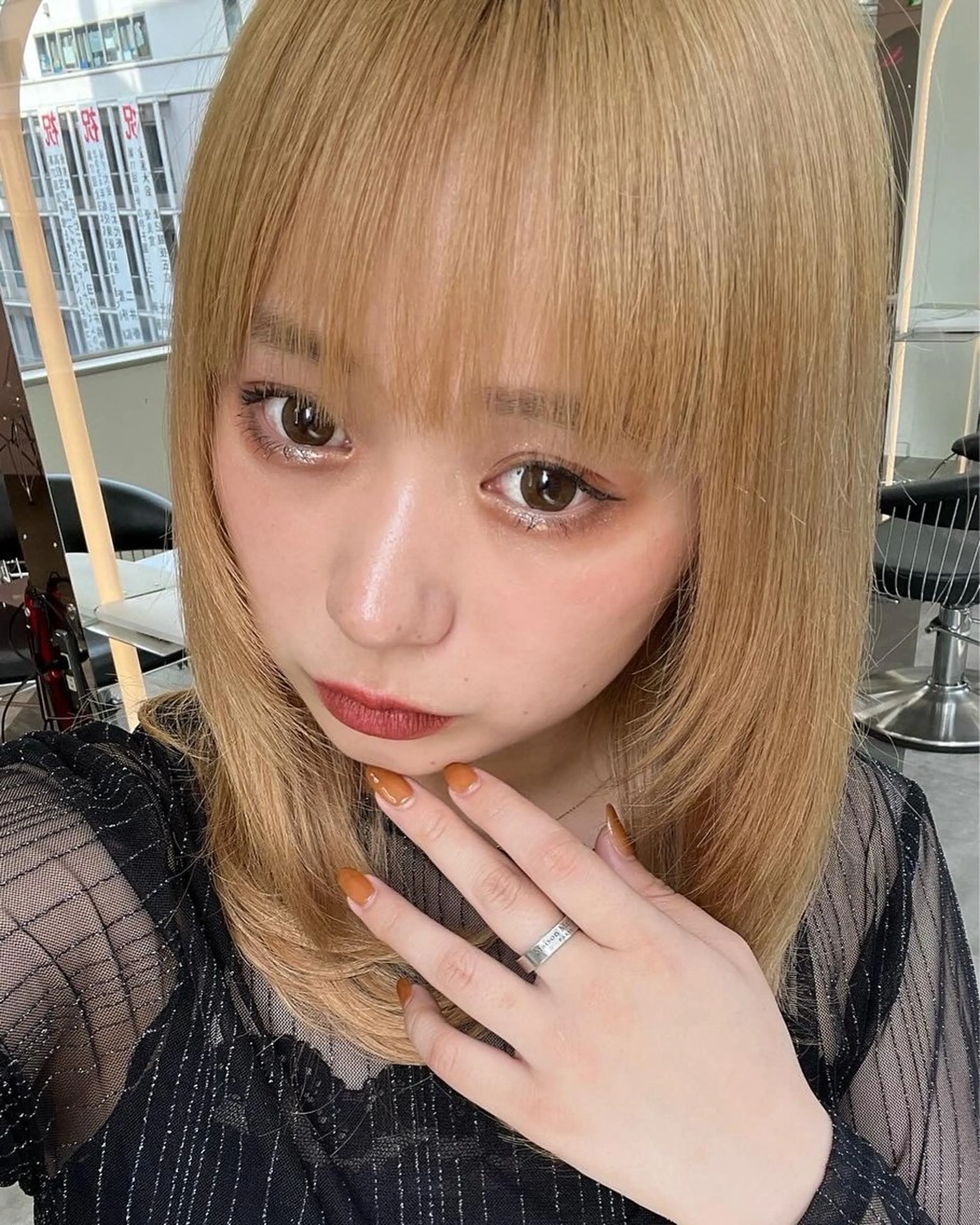 ミディアム カラー ミディアムレイヤー レイヤーカット カット ヘアカラー トリートメント 山崎/ボブ縮毛矯正 レイヤー髪質改善のヘアスタイル