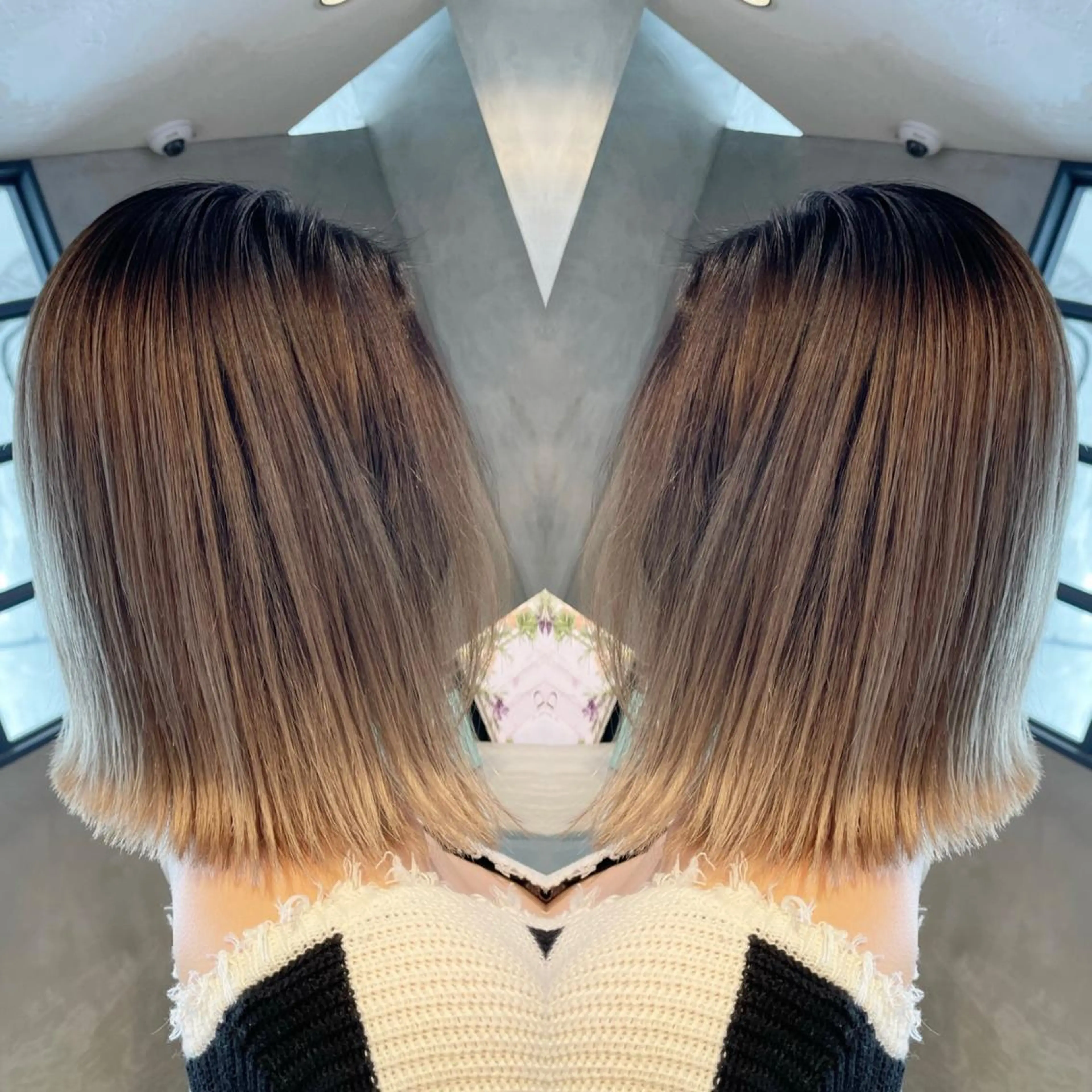 ミディアム カラー バレイヤージュ レイヤーカット カット ヘアカラー ギャルの革命児 秀斗のヘアスタイル