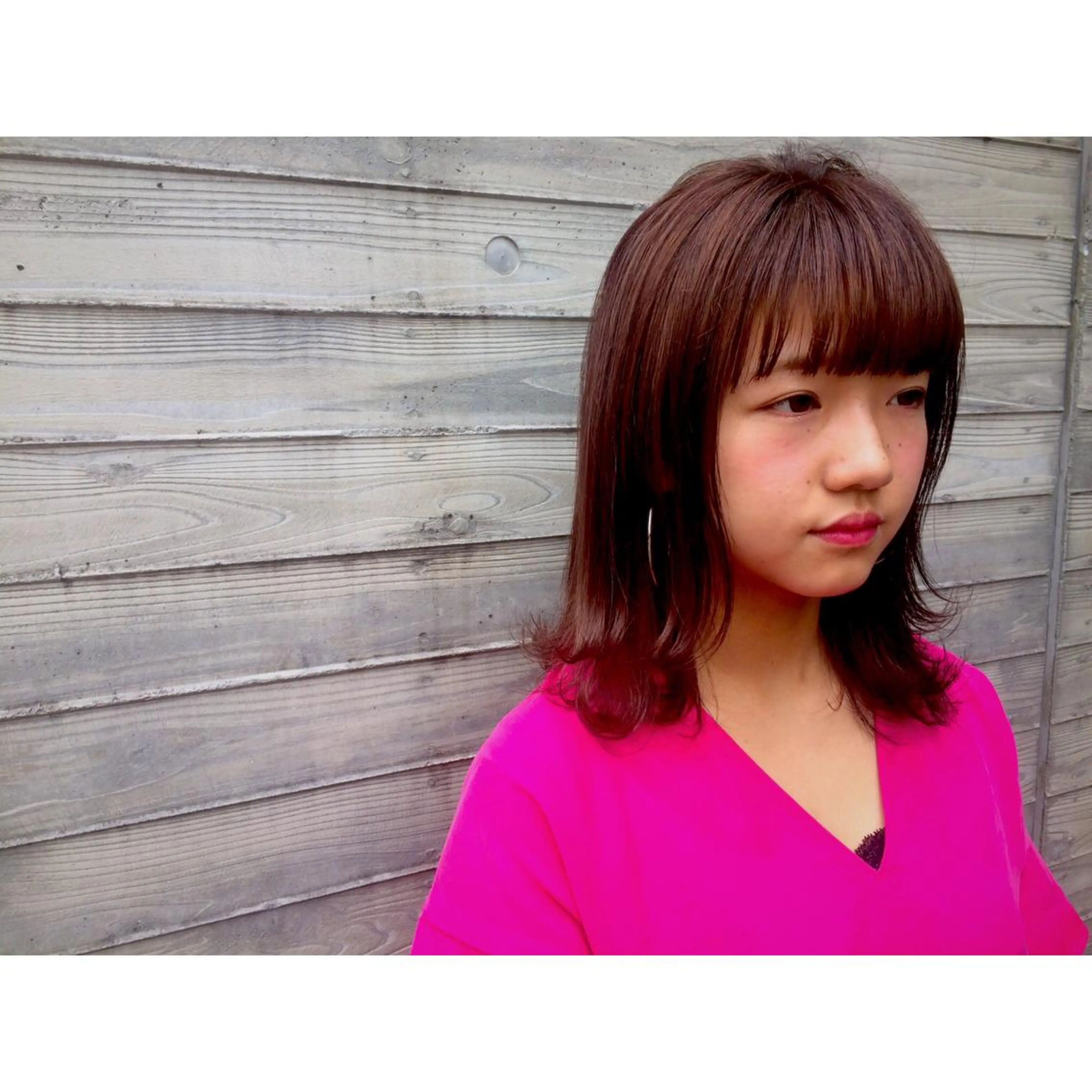 セミロング カラー パーマ ヘアアレンジ 藤井 菜緒のヘアスタイル