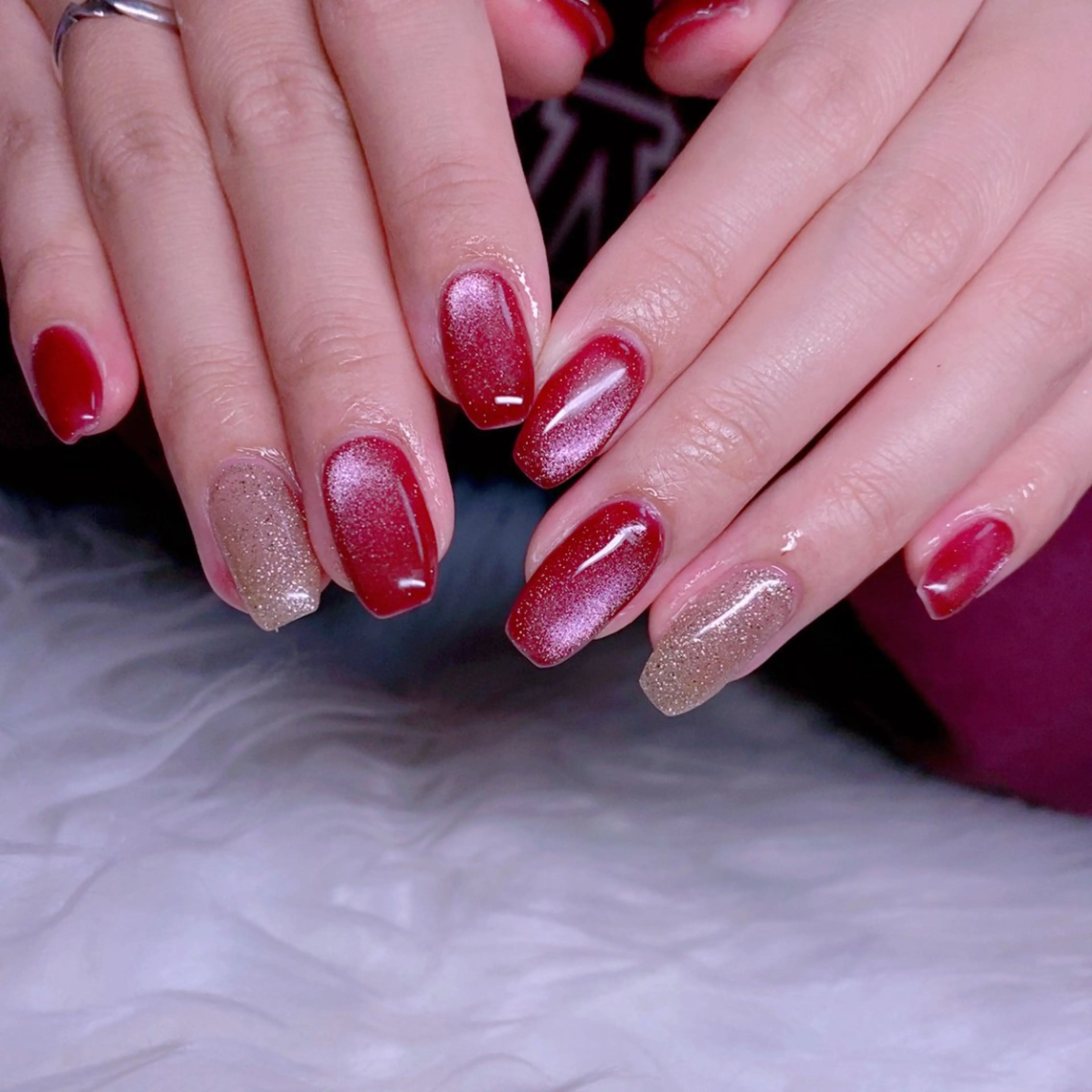 ネイル グラデーション マグネットネイル スクエアネイル 冬ネイル Nail Yunaのネイルデザイン