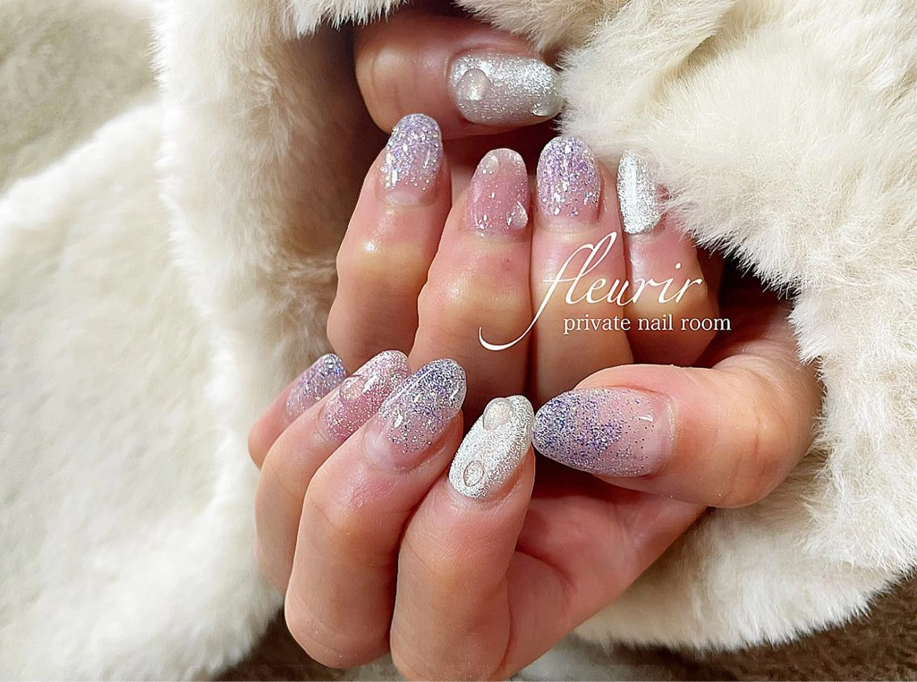 ネイル アートネイル 長さ出し ジェルネイル ハードジェル ラメ(グリッター) フルリール 【プライベートサロンのネイルデザイン