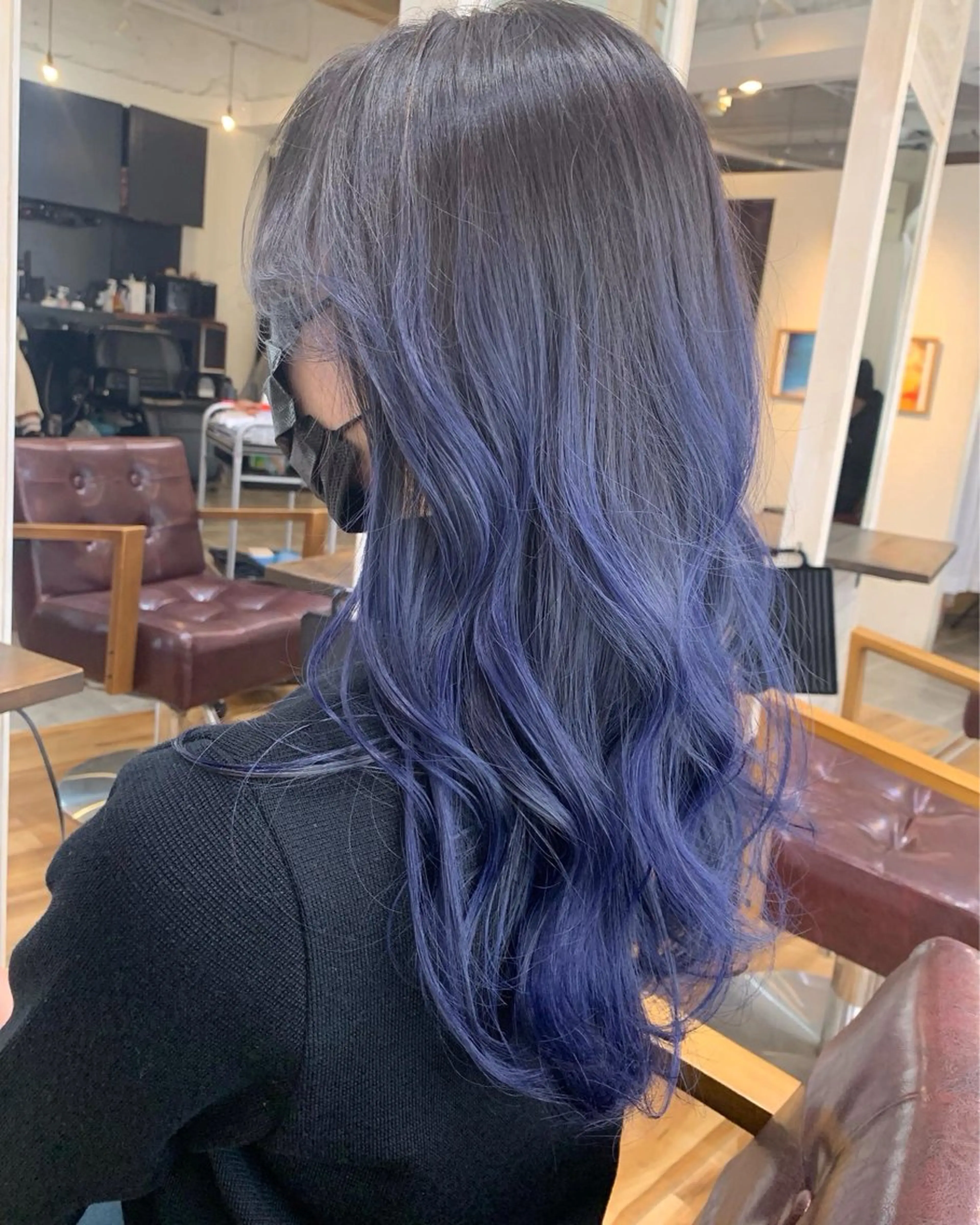 セミロング カラー ブルーカラー グラデーションカラー Cecil hair なんば店のヘアスタイル