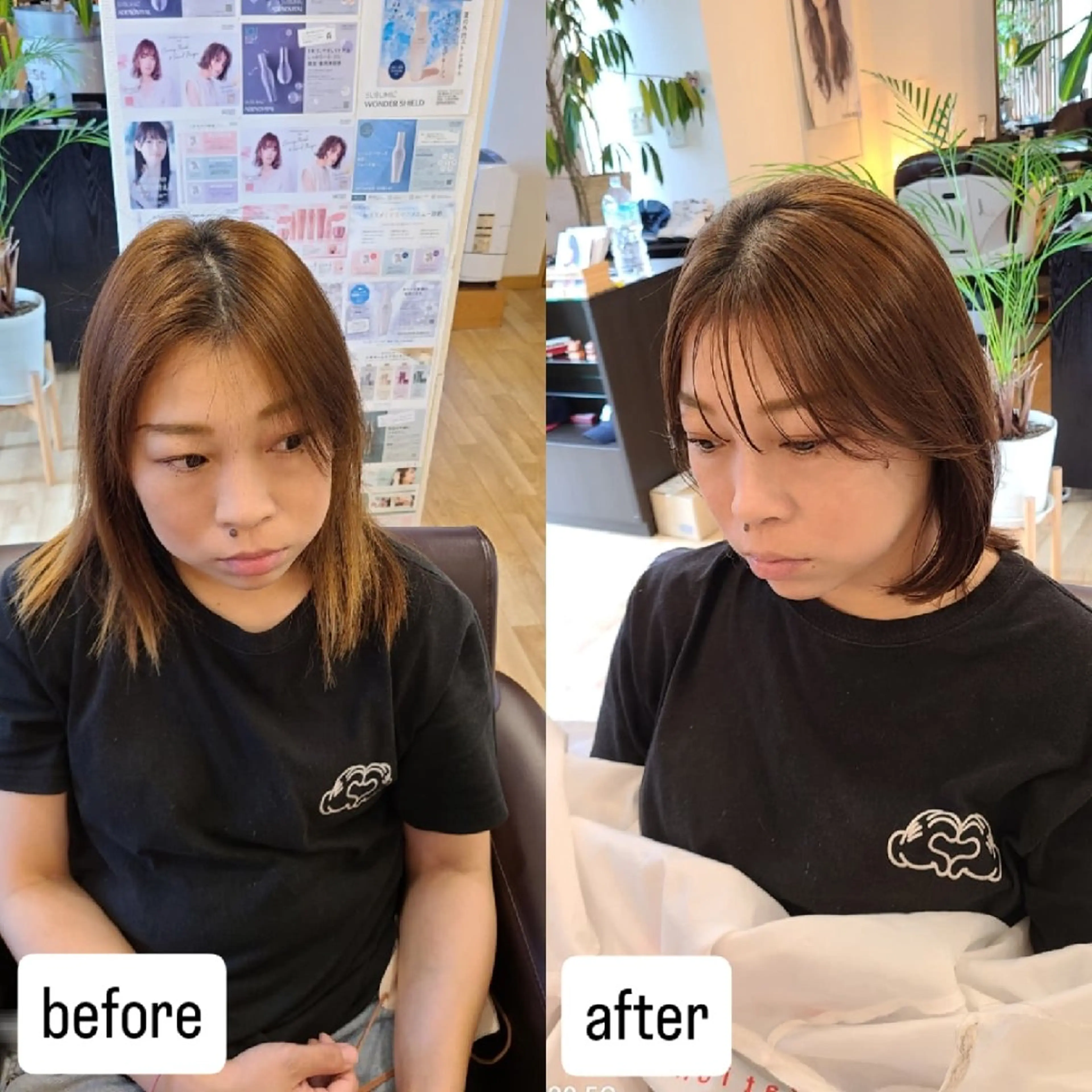 ミディアム シ マのヘアスタイル