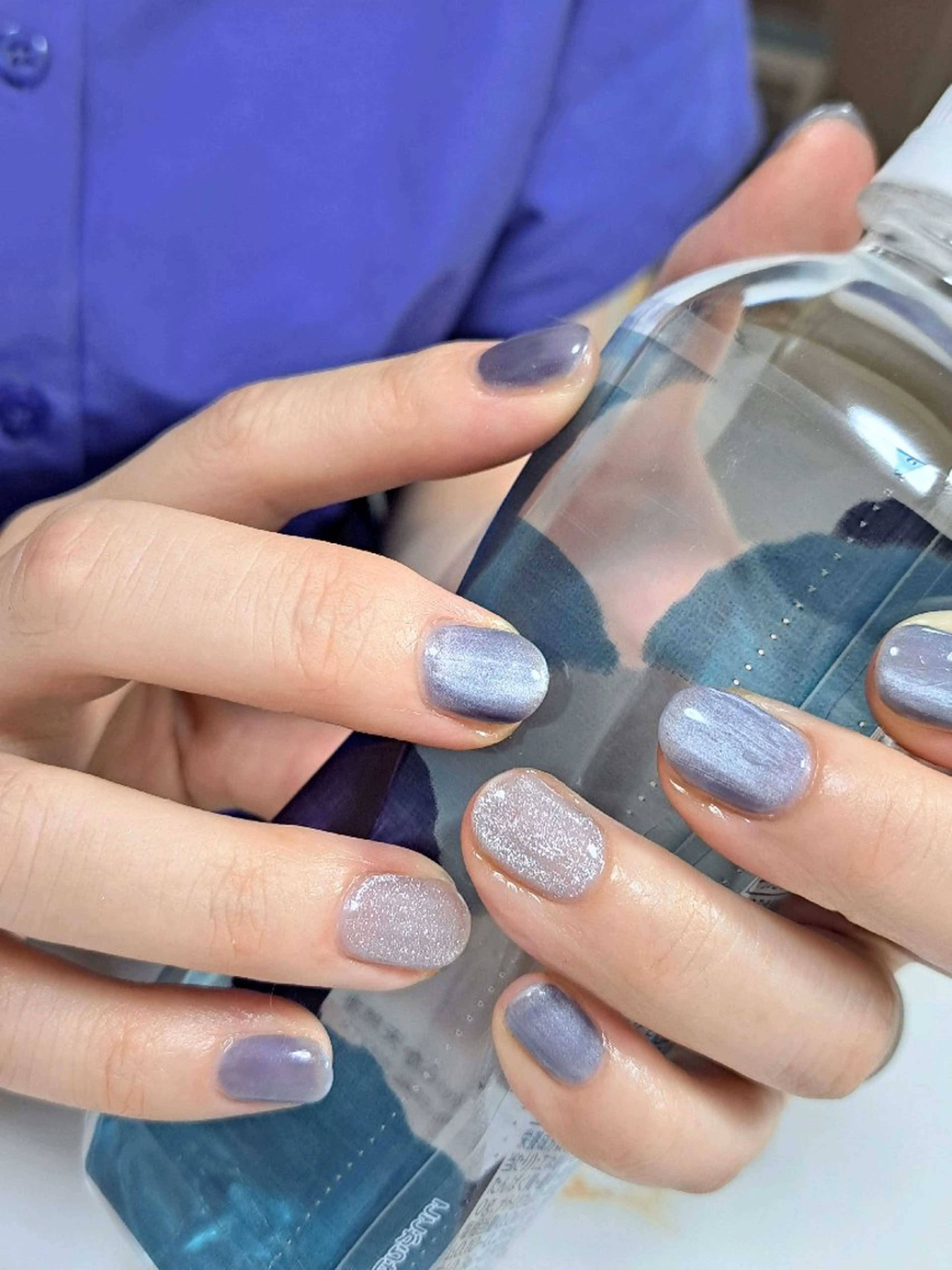 ネイル ブルー ミラーネイル ハンドネイル B-BAUM  nailsalon のネイルデザイン