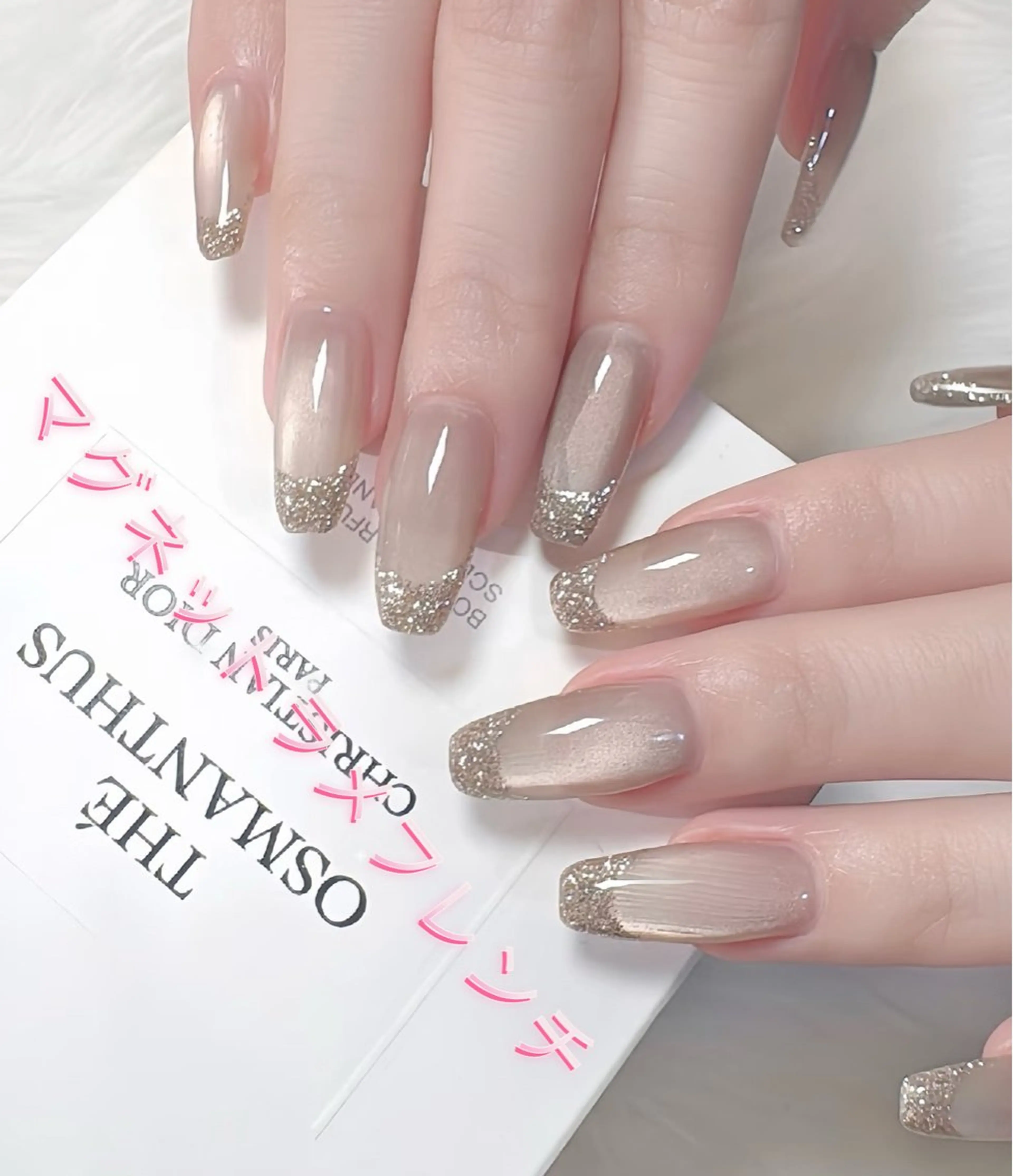 🔥🉐SNS人気マグネットベース+フレンチ(ラメorワンカラー小ストーン18個付け放題¥5980円ソフトジェルオフ無料の写真