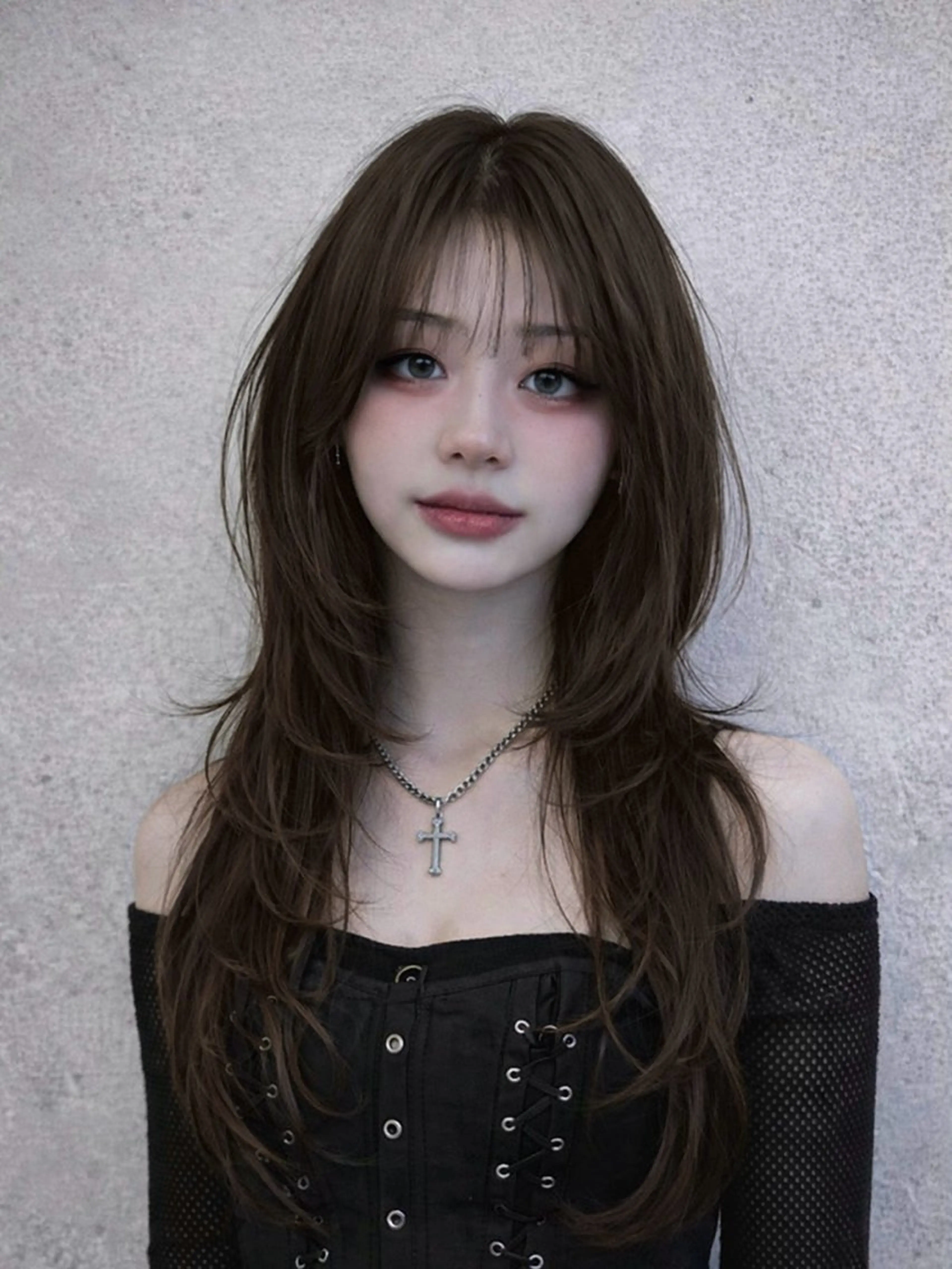 ロング カラー カット ヘアカラー トリートメント y2k✩︎⡱レイヤー ウルフ/オリーブ🍀のヘアスタイル