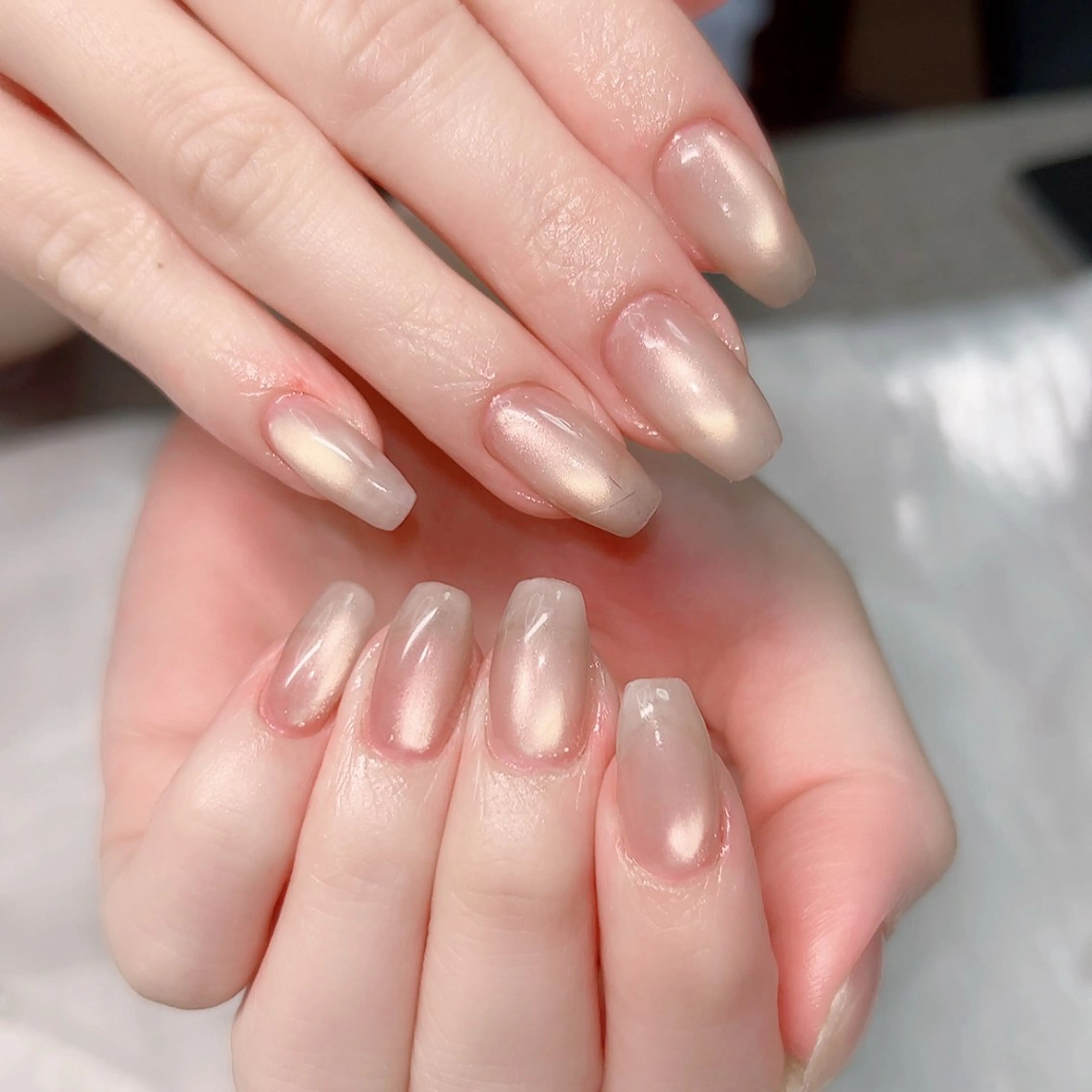 ネイル マグネットネイル ミラーネイル オフィスネイル ワンカラーネイル シルバー ハンドネイル Cute Tips nailのネイルデザイン