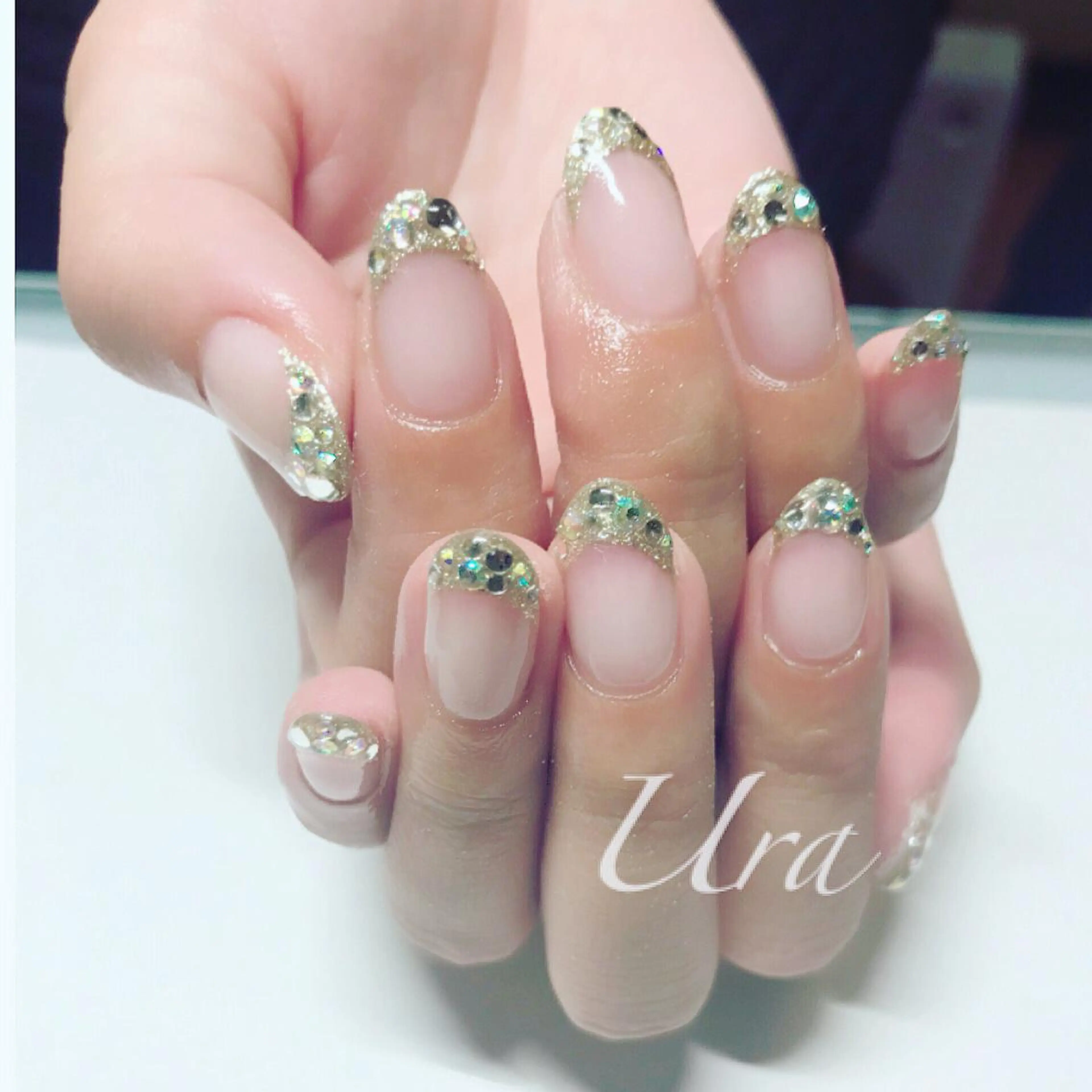 ネイル フレンチネイル ラメ(グリッター) UrakoNail 《nail》のネイルデザイン