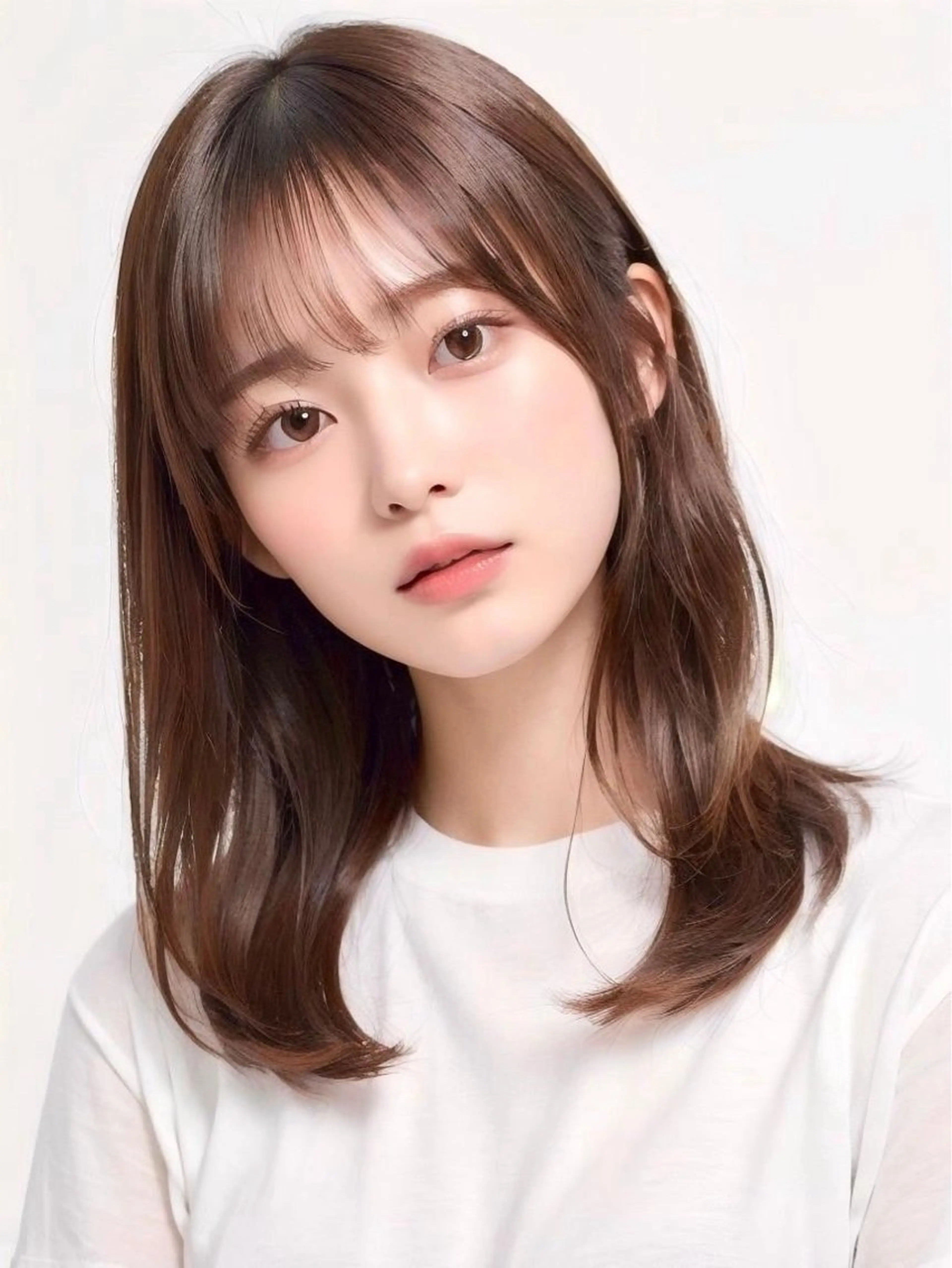 ミディアム カラー ヘアアレンジ 艶カラー/アイドル 前髪/内藤　輝のヘアスタイル