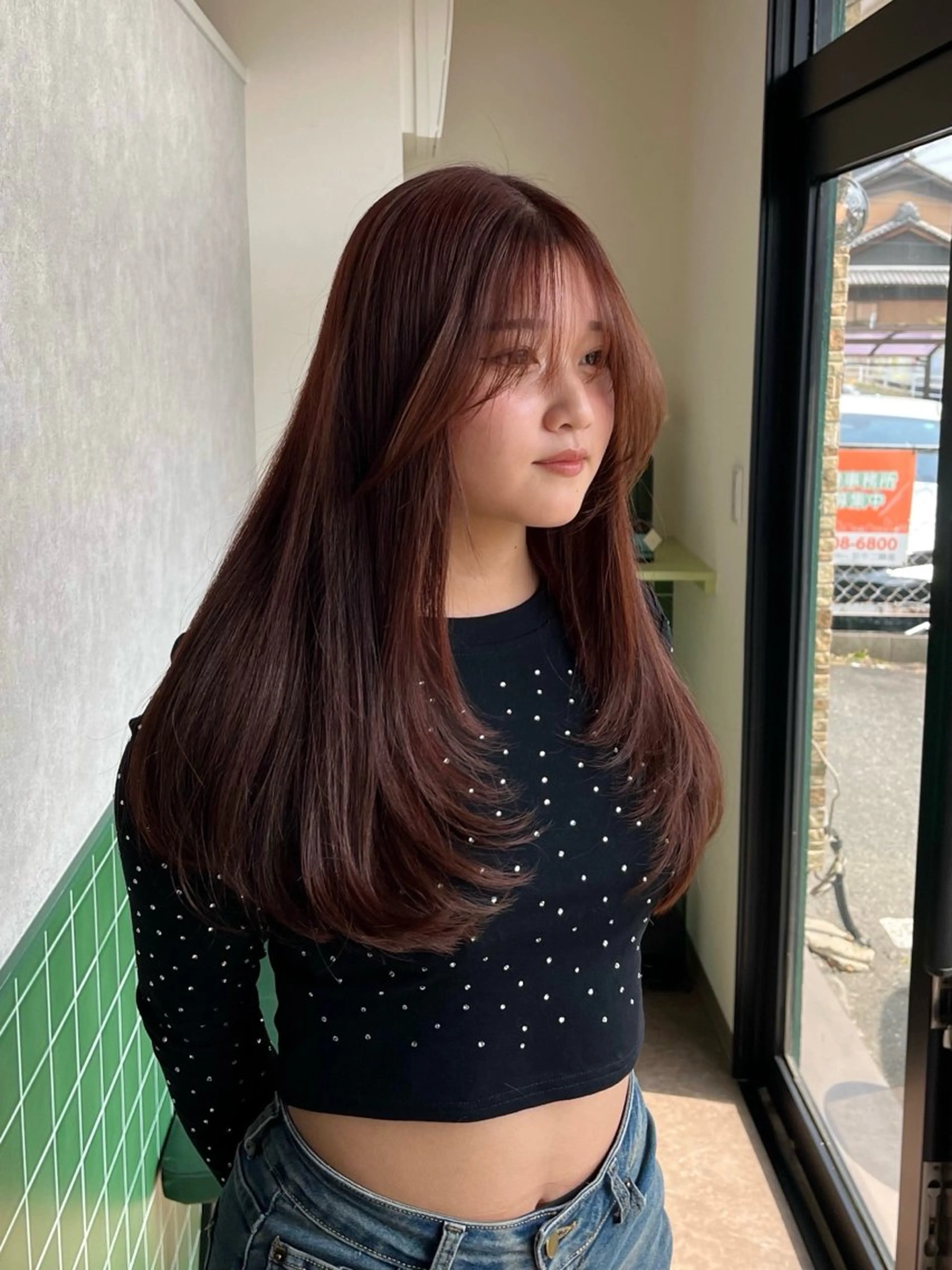 ロング カラー ブラウンカラー ダブルカラー レッドカラー ヘアカラー 本木下朋花/髪質 改善×ダブルカラーのヘアスタイル