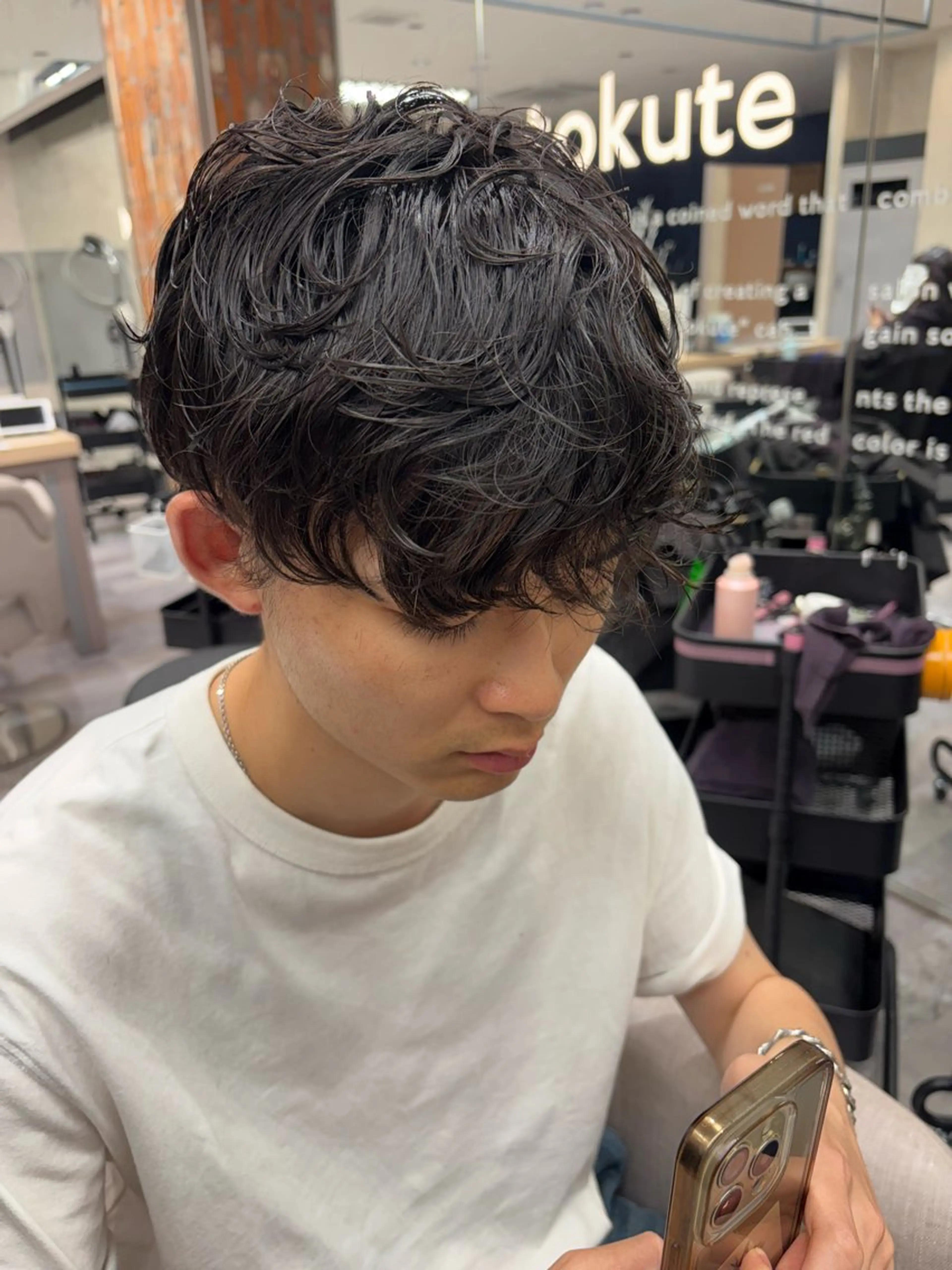 パーマ メンズ カット パーマ tokute 片岡心🐥のヘアスタイル