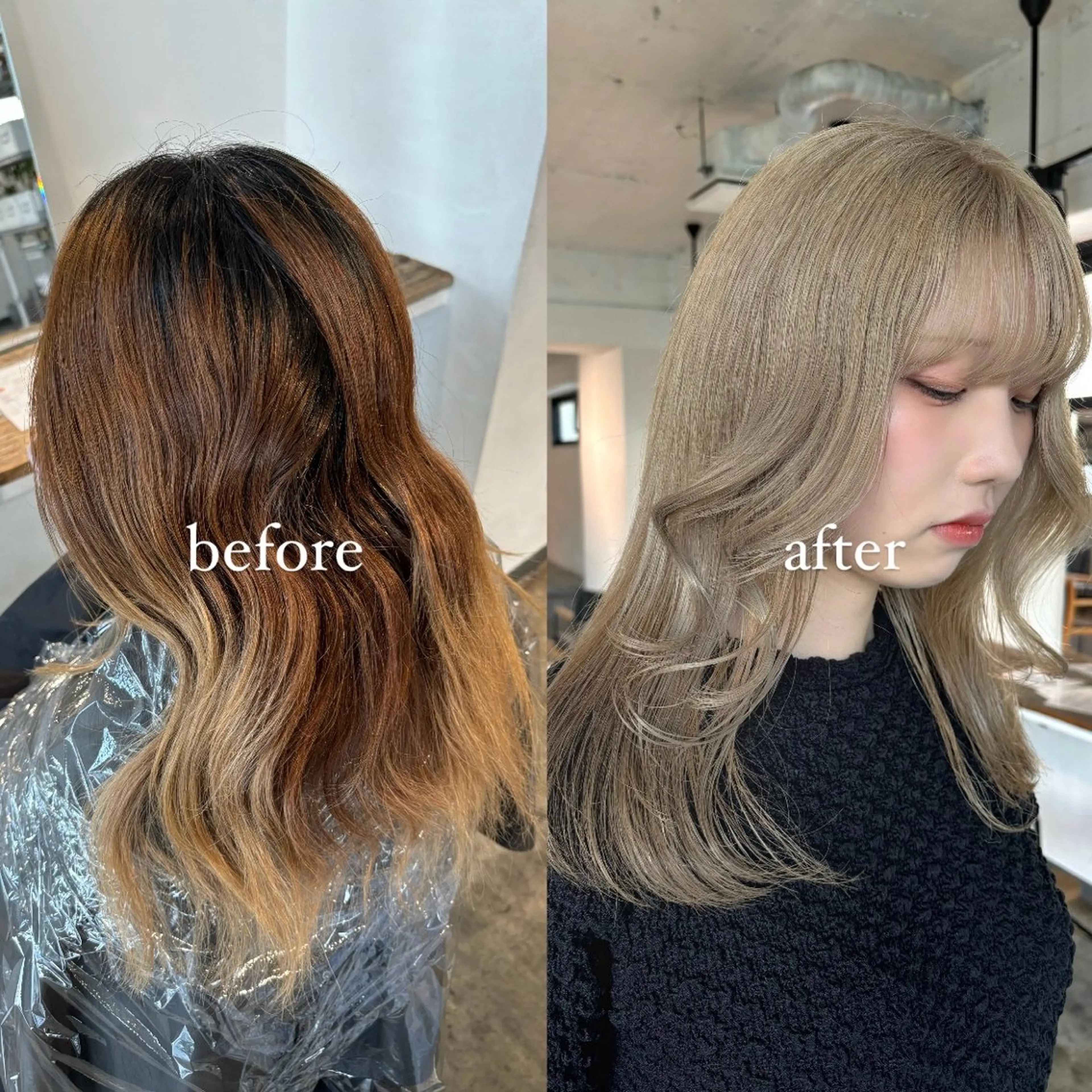 ロング カラー ベージュカラー ブリーチ ケアブリーチ ケアカラー ダブルカラー ヘアカラー トリートメント 暖色カラー🍒 ケアブリーチ/akiのヘアスタイル