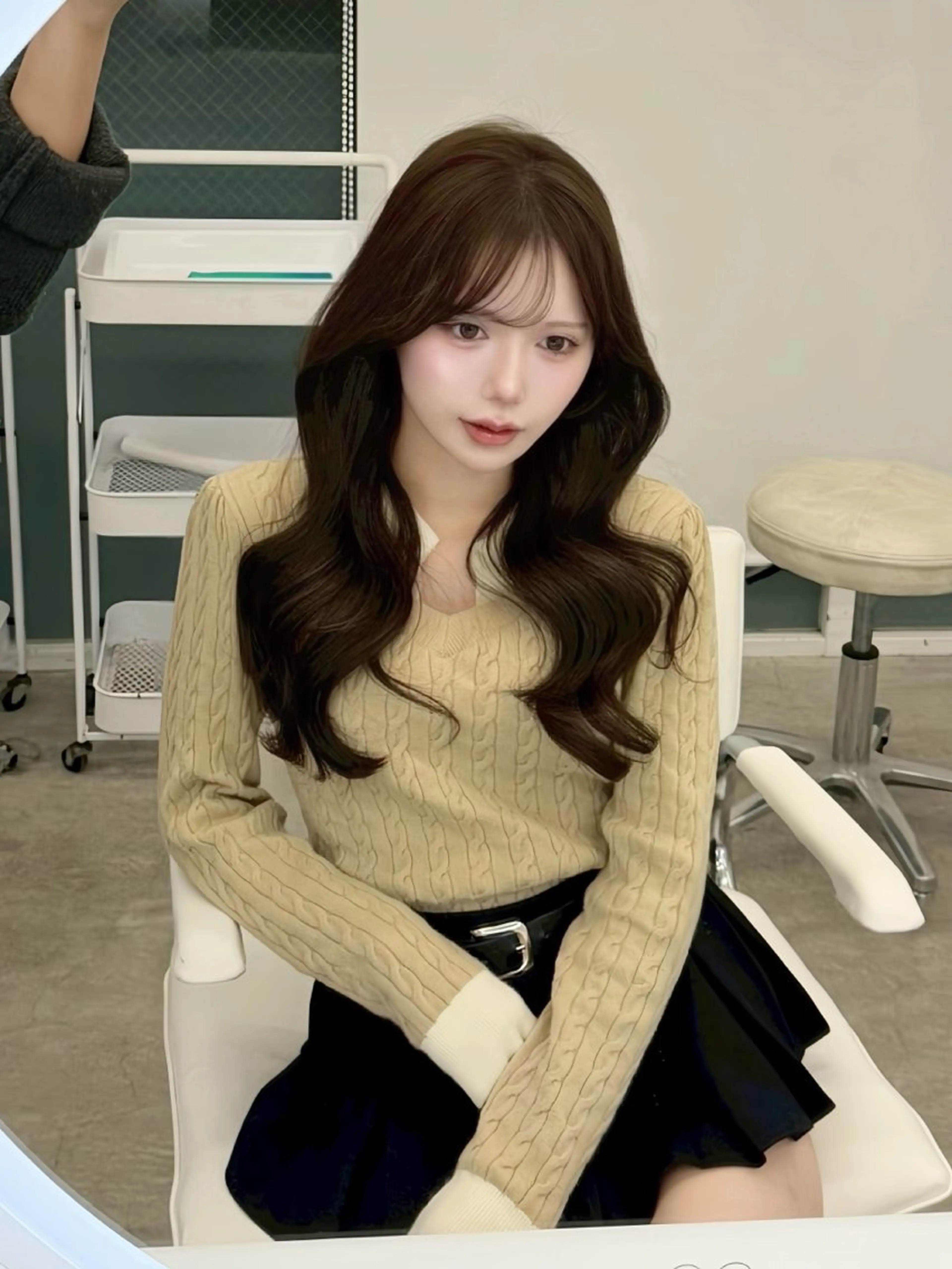 ロング カラー カット ヘアカラー トリートメント ICY所属・kanna♡ 韓国ヘアーのヘアスタイル