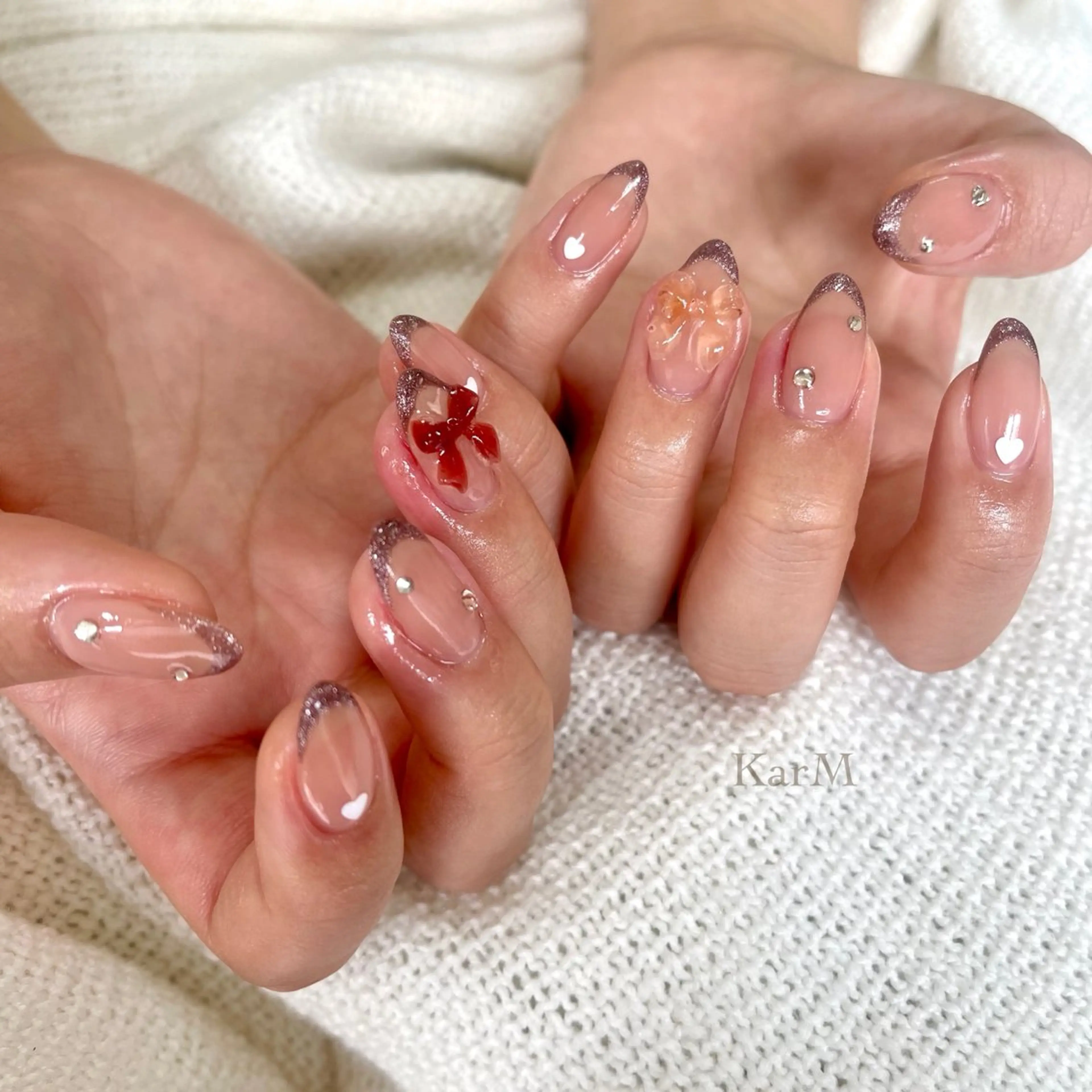 ネイル オーロラネイル チークネイル フラッシュネイル フレンチネイル グラデーション ハンドネイル ogino karinのネイルデザイン