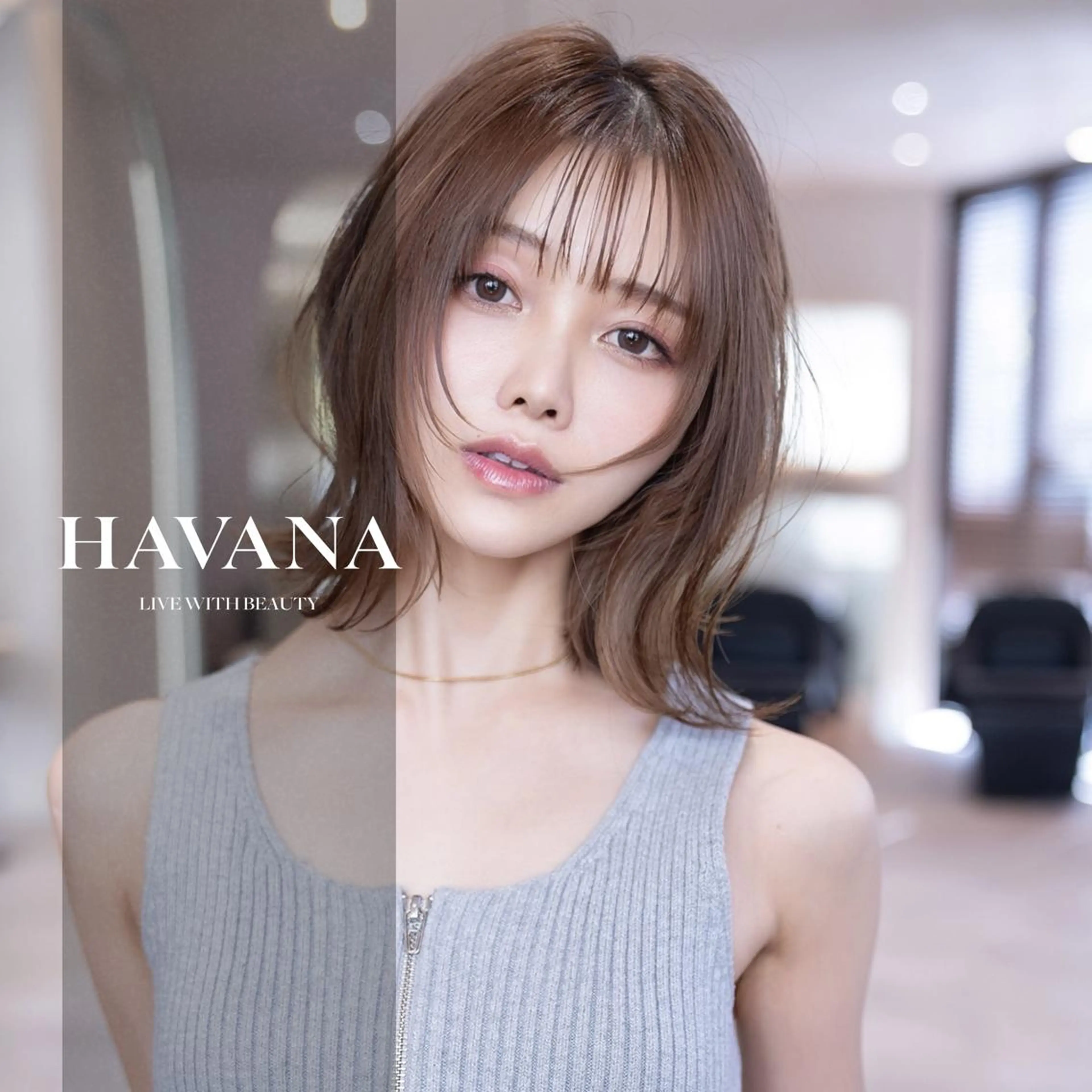 ミディアム カラー ヘアカラー トリートメント HAVANA.天神 【レイヤー/ボブ】のヘアスタイル