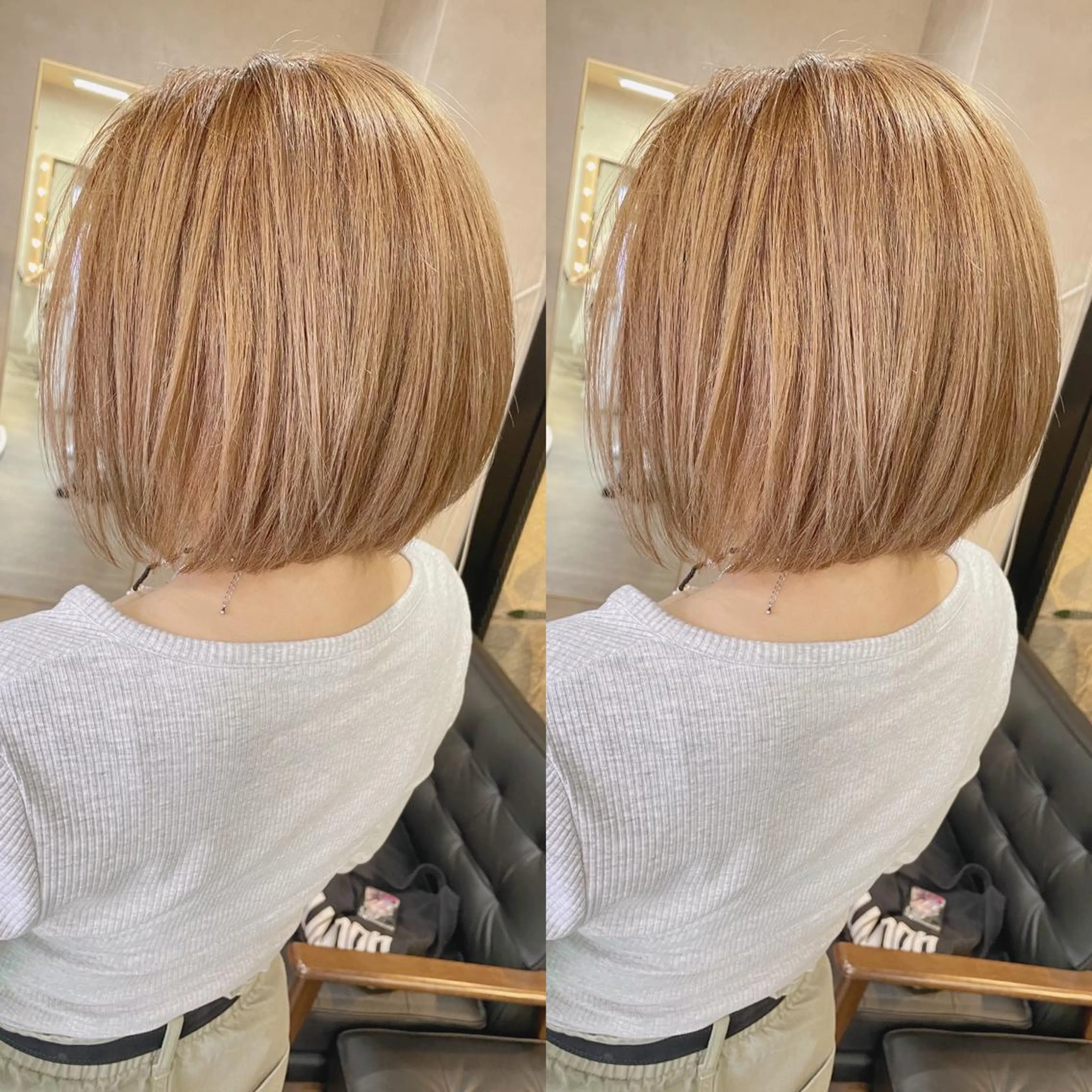 ショート カラー 前下がりボブ ベージュカラー ダブルカラー ハイトーンカラー ボブ カット ヘアカラー トリートメント RIENSリエンス ✂️木村康二✂️のヘアスタイル