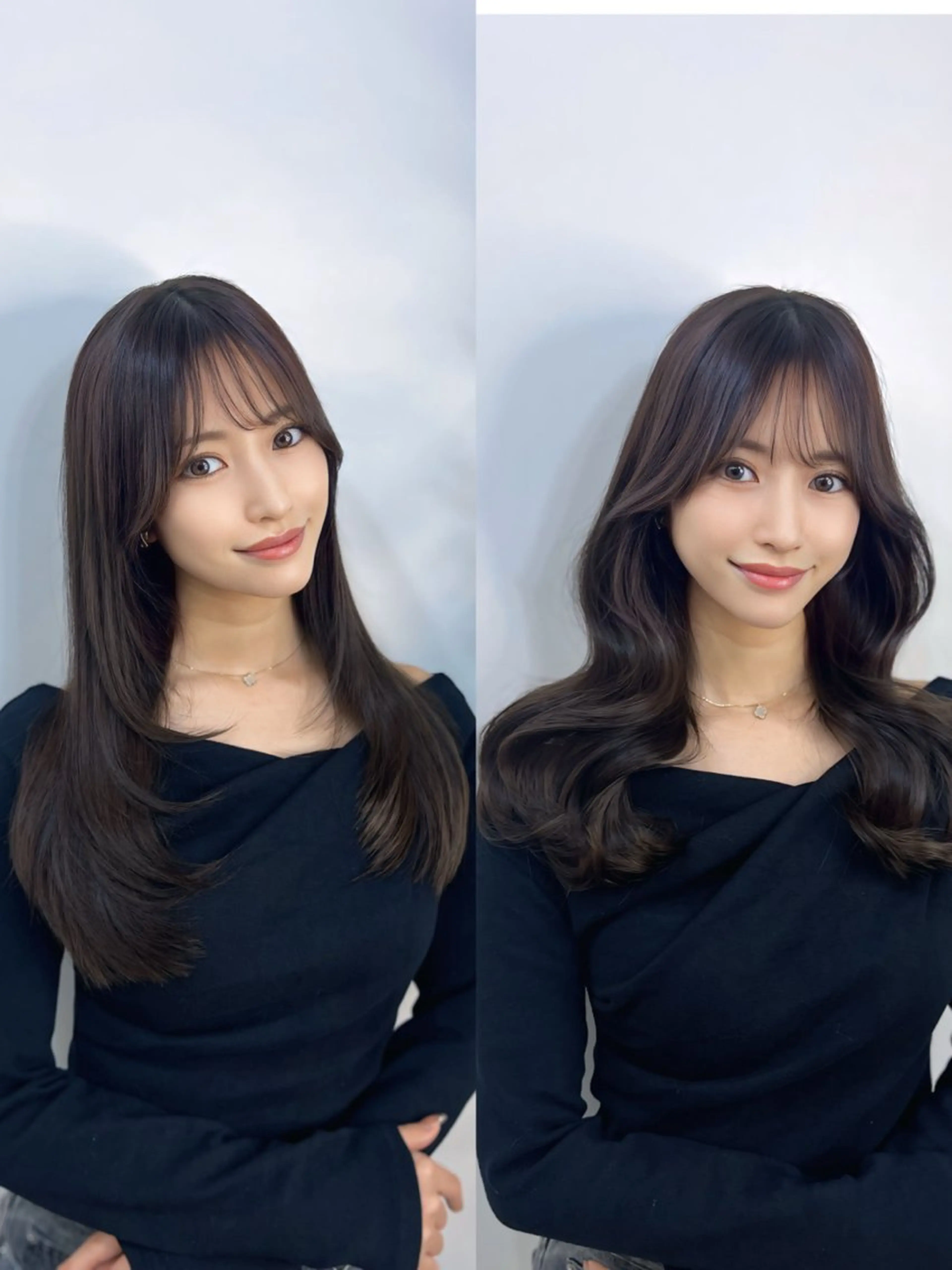 ロング カラー レイヤーカット カット ヘアカラー トリートメント 武田涼レイヤーカット 髪質改善×縮毛矯正のヘアスタイル