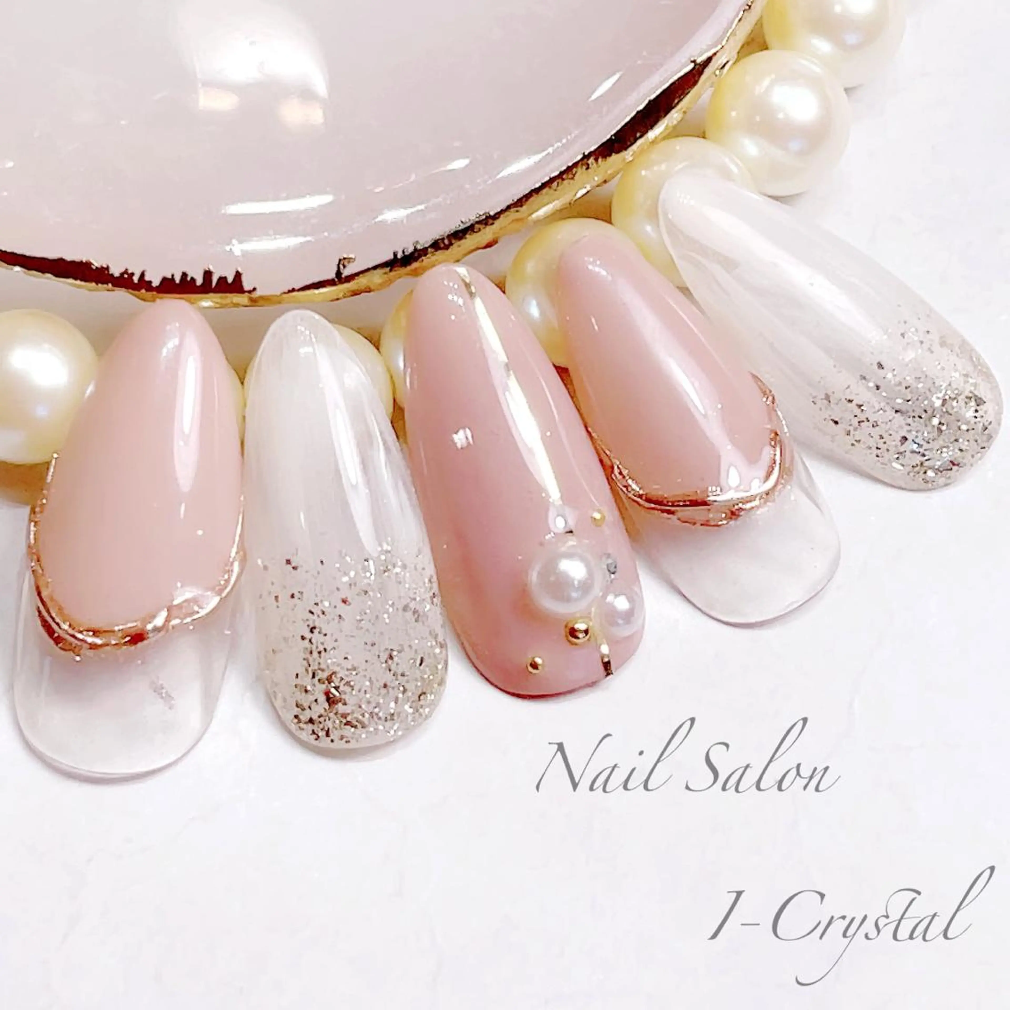 ネイル 持ち込み 春ネイル ストーンネイル NailSalon  I-Crystal所属・中村 郁美のネイルデザイン