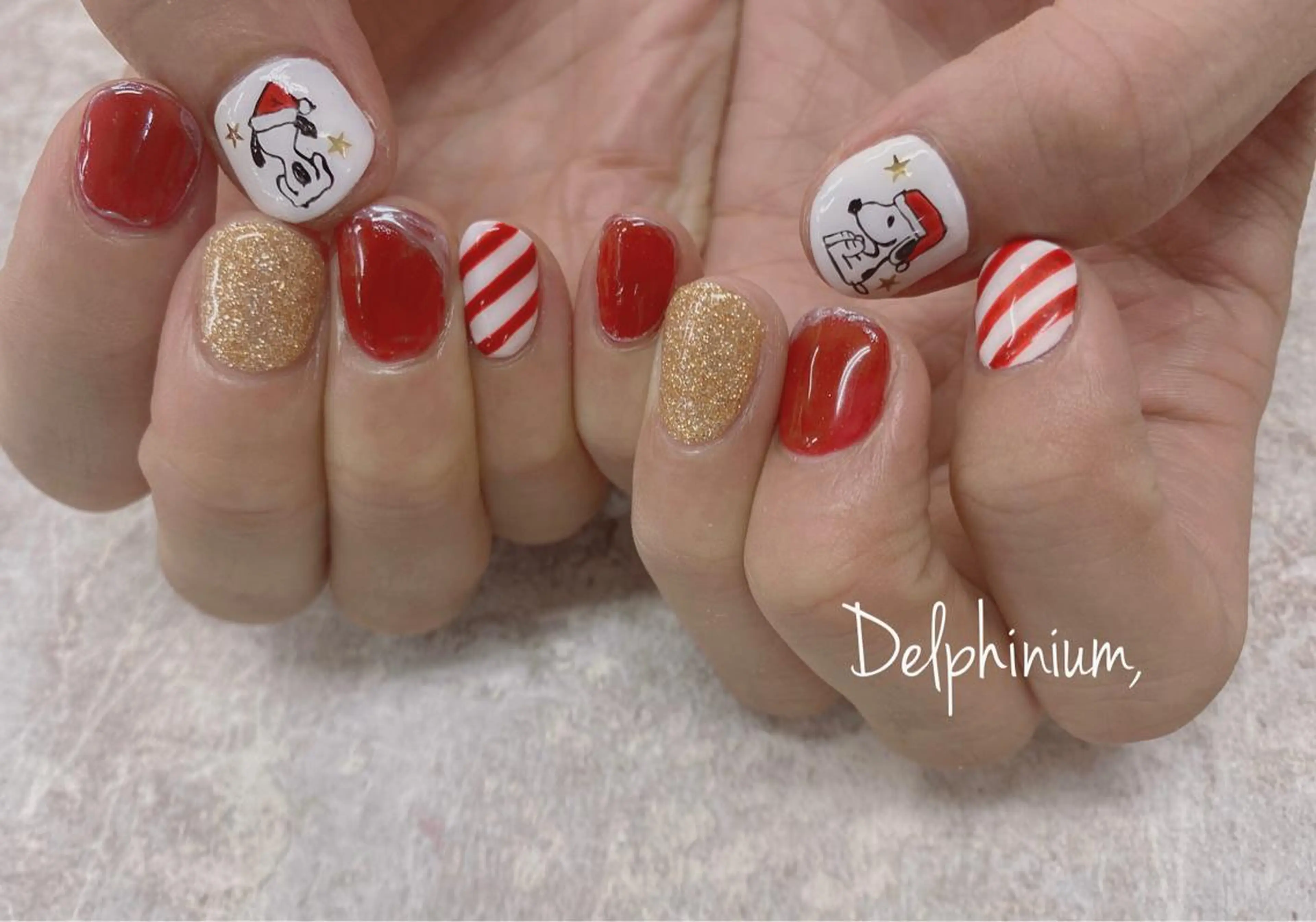 ネイル 成人式 冬ネイル クリスマス ハンドネイル 岡本 友恵のネイルデザイン