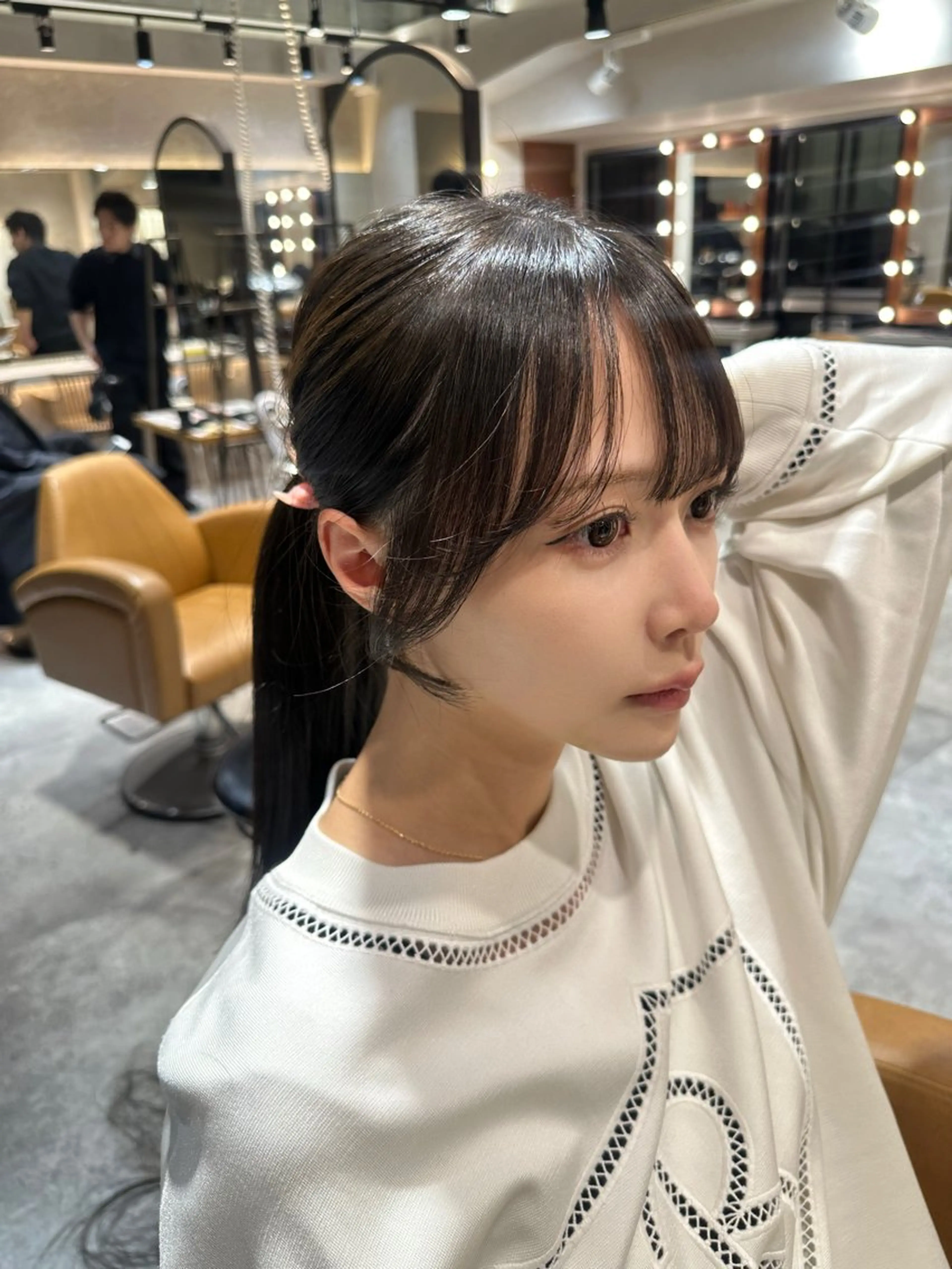 セミロング 顔周りカット 韓国風ヘア カット ヘアセット 銀座副店長/レイヤー /韓国ヘア/髪質改善のヘアスタイル