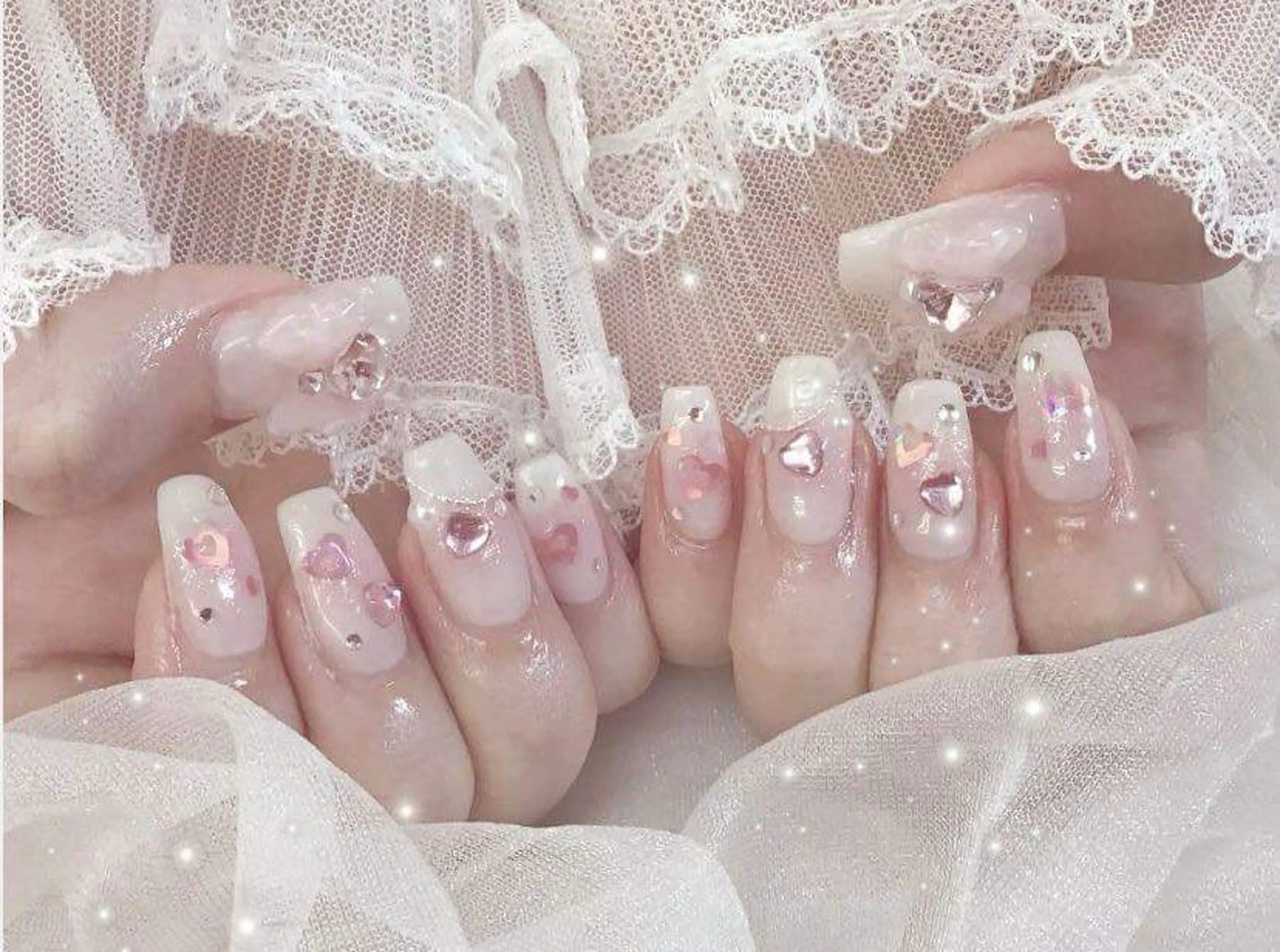 ネイル 長さ出し グラデーション キラキラネイル マグネットネイル ミラーネイル Lee Nails チップ長さだし専門店のネイルデザイン