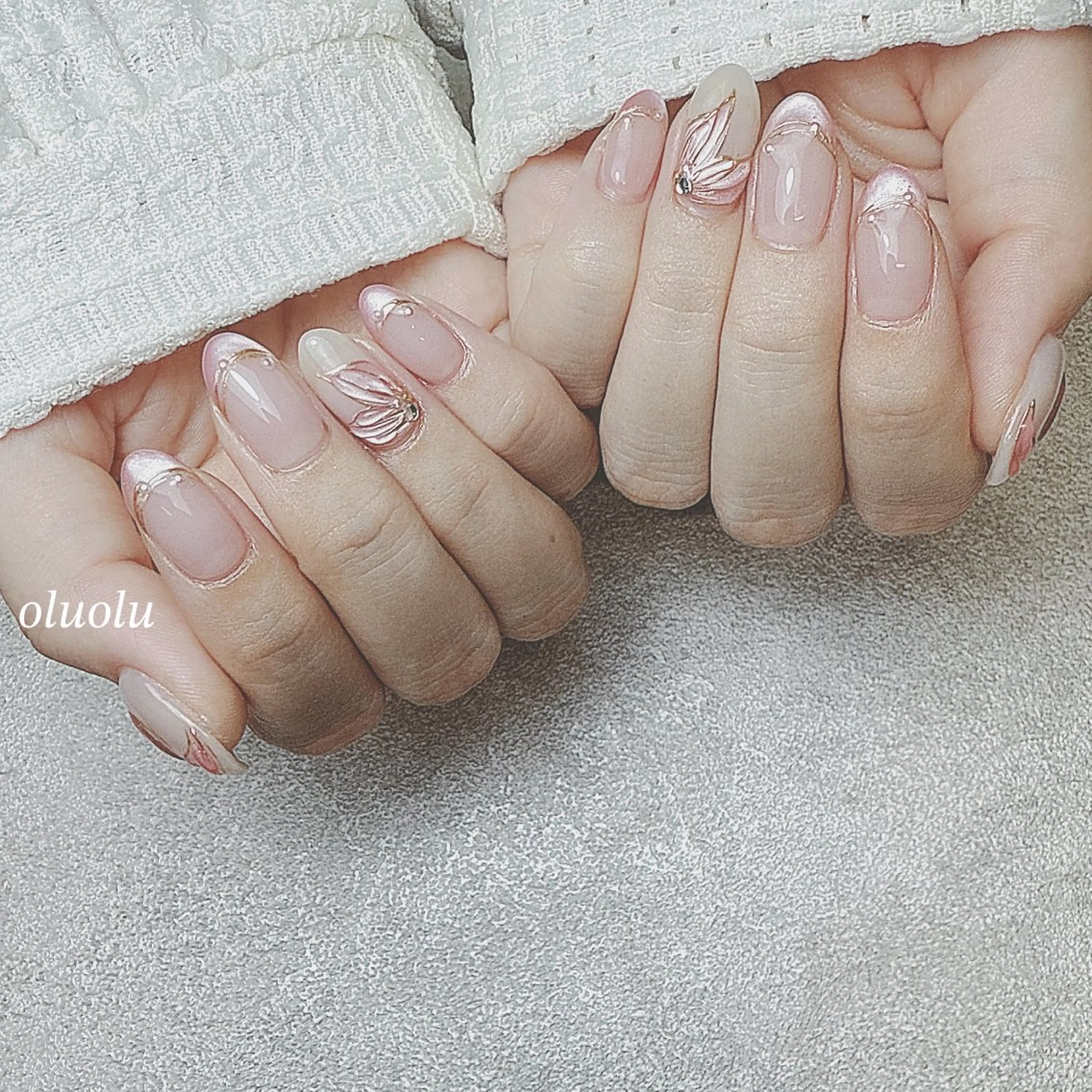 ネイル アートネイル フレンチネイル マグネットネイル マグネットフレンチ ピンク ハンドネイル 大村 紬華のネイルデザイン