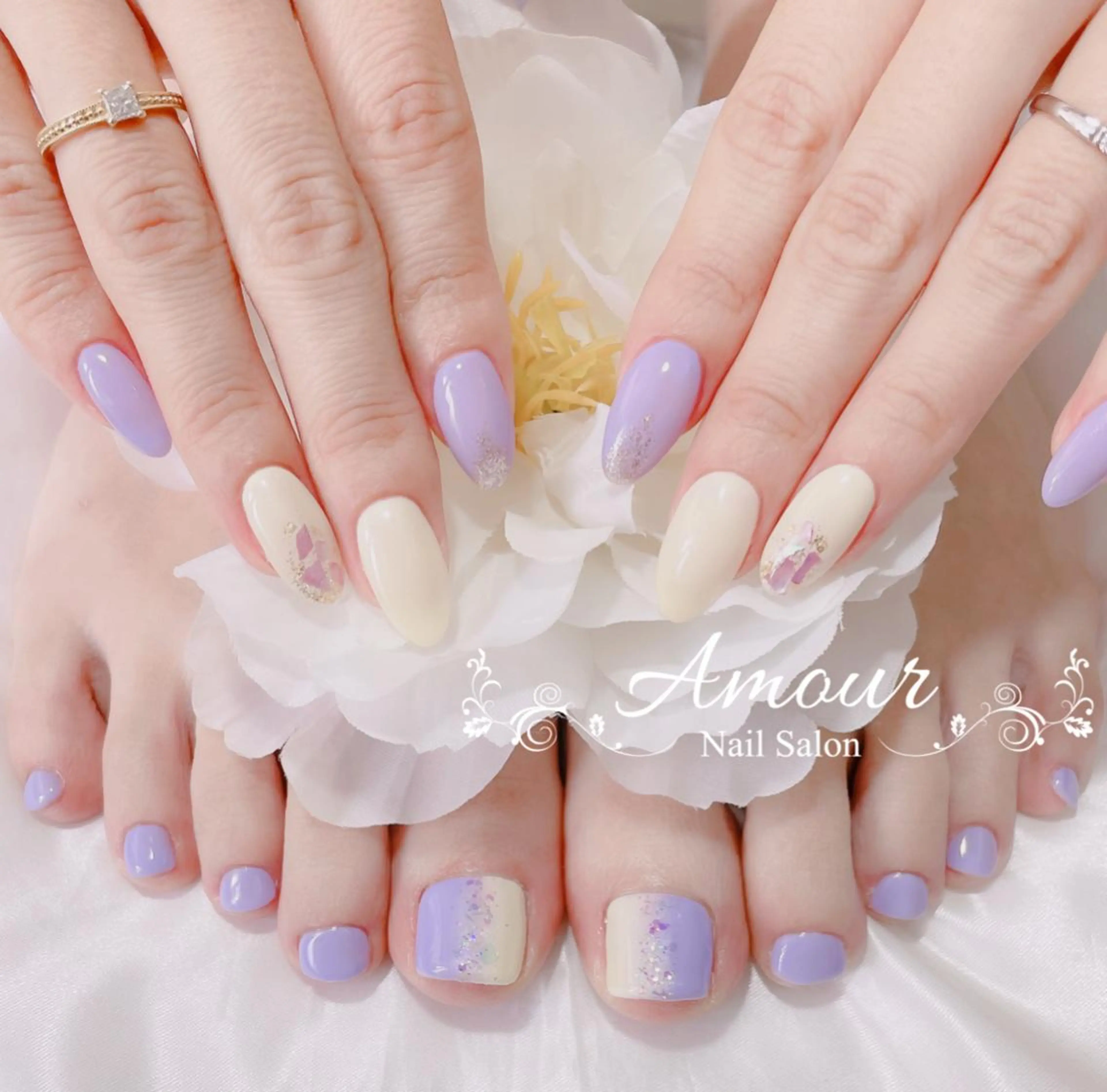ネイル フットネイル おそろいネイル nailsalon ♡amour♡のネイルデザイン