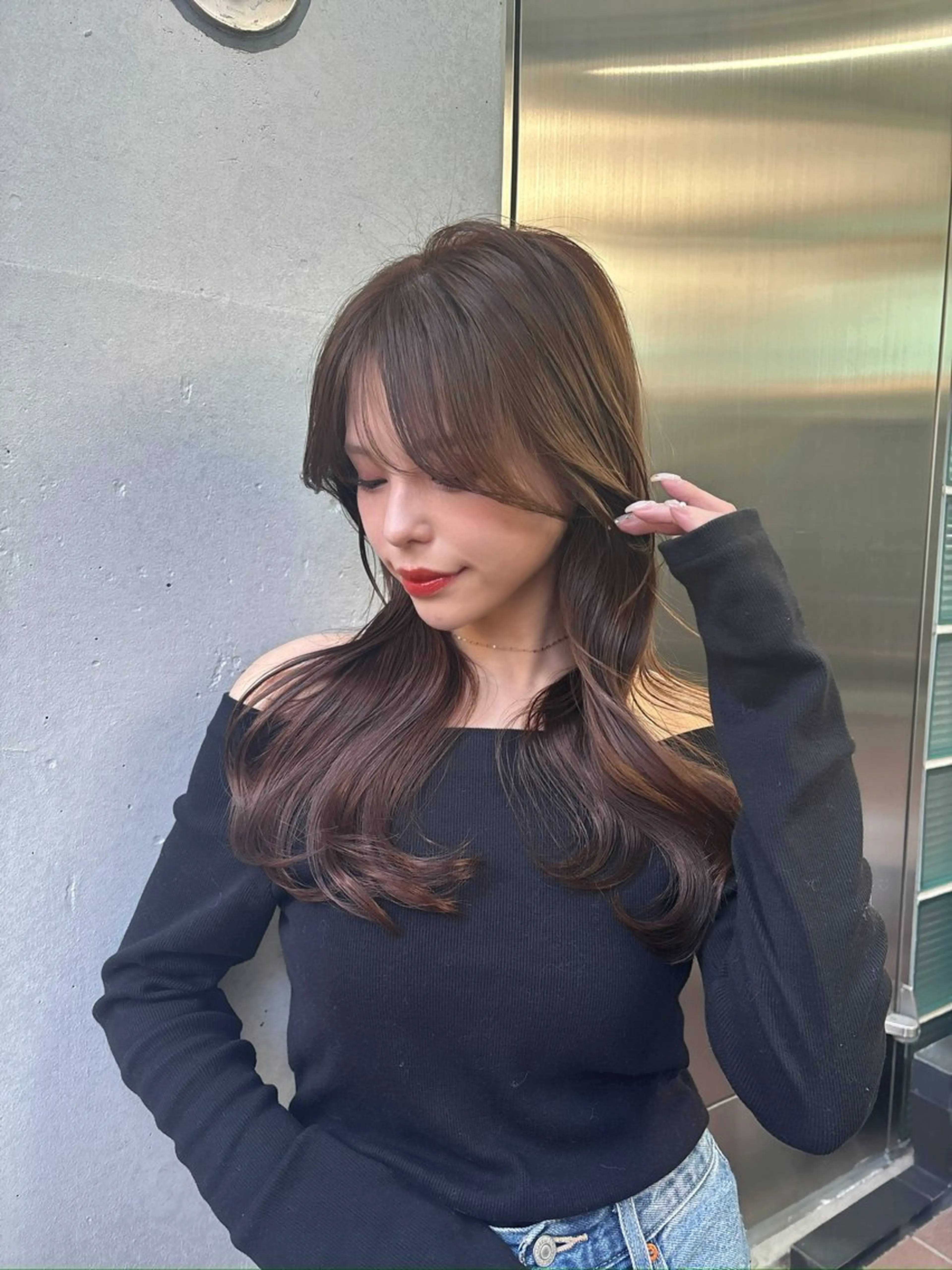 ロング カラー ブラウンカラー 透明感カラー カット ヘアカラー トリートメント レイヤーカット /透明感/千葉怜寿のヘアスタイル