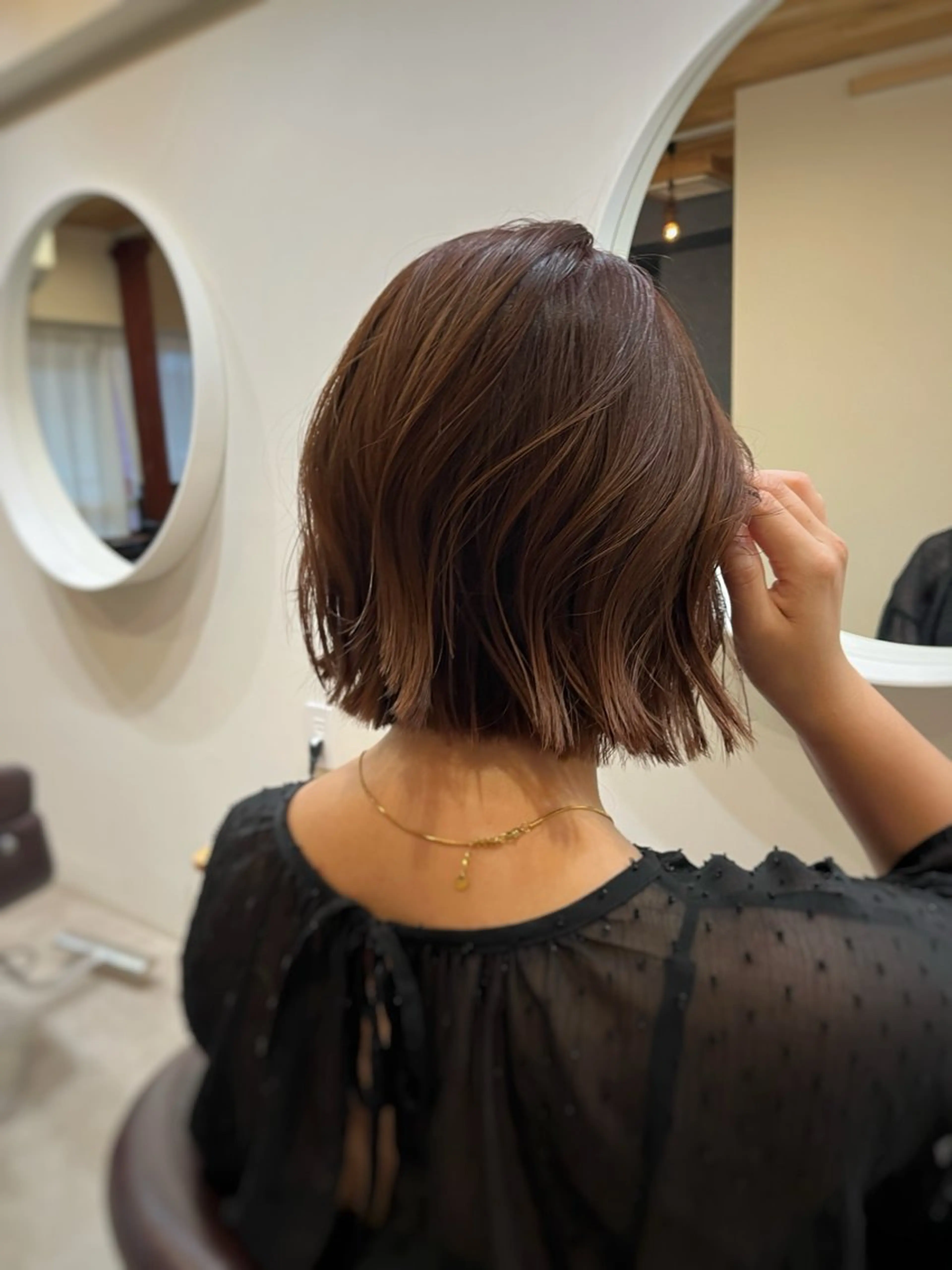 ショート カラー ショートボブ ブラウンカラー マロンブラウン ボブ ショートヘア 下石怜子/レイヤー/ 透明感カラーのヘアスタイル