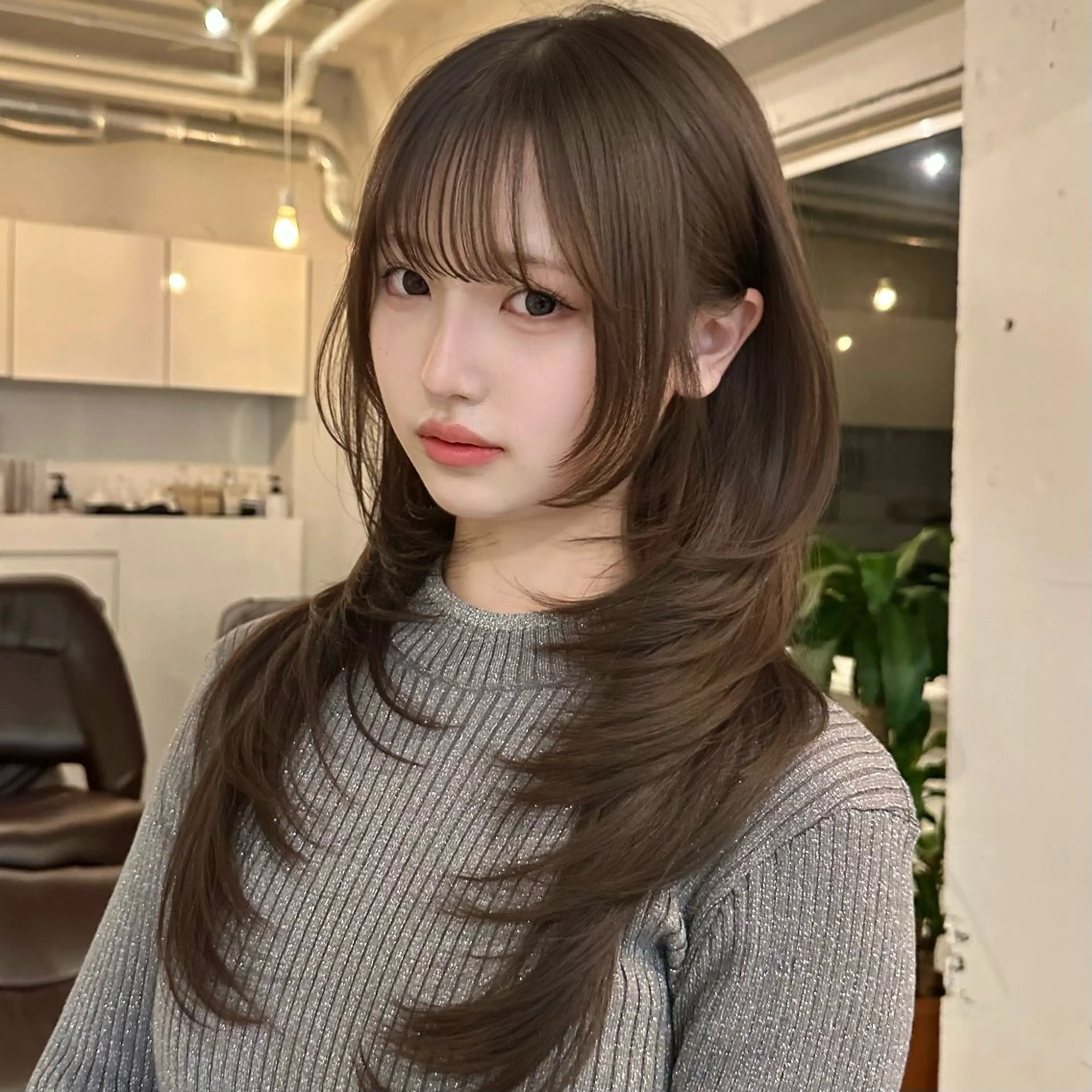 ロング カット ヘアカラー トリートメント 🌹ハッシュカット、 レイヤー韓国ヘア🌹のヘアスタイル