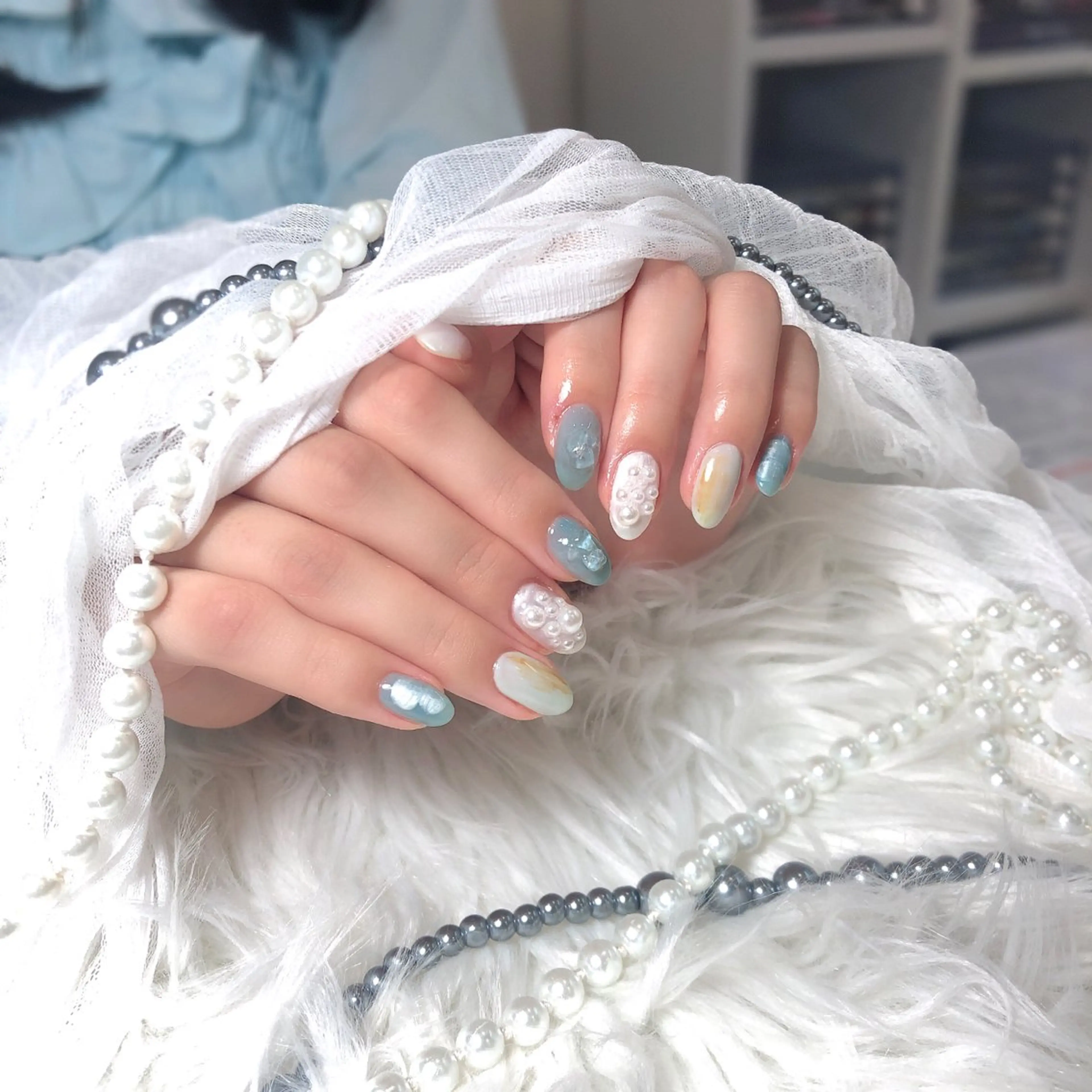 ネイル アートネイル フラッシュネイル ジェルネイル 氷ネイル・うるうるネイル キラキラネイル ハンドネイル M2 beauty Nankaのネイルデザイン