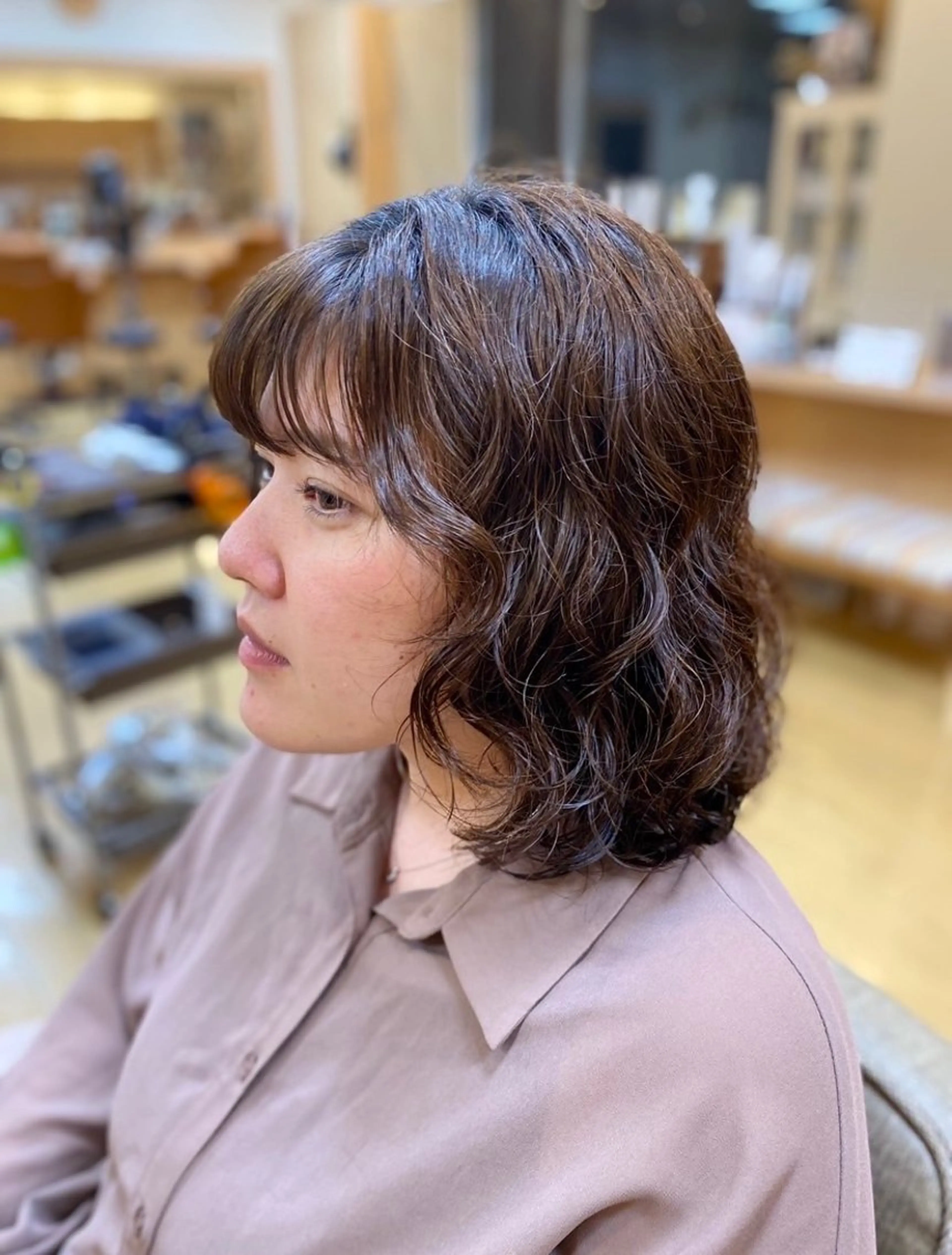 ミディアム ミディアムパーマ ボブ 髪質改善・韓国ヘア 🤍中西麻友🤍のヘアスタイル