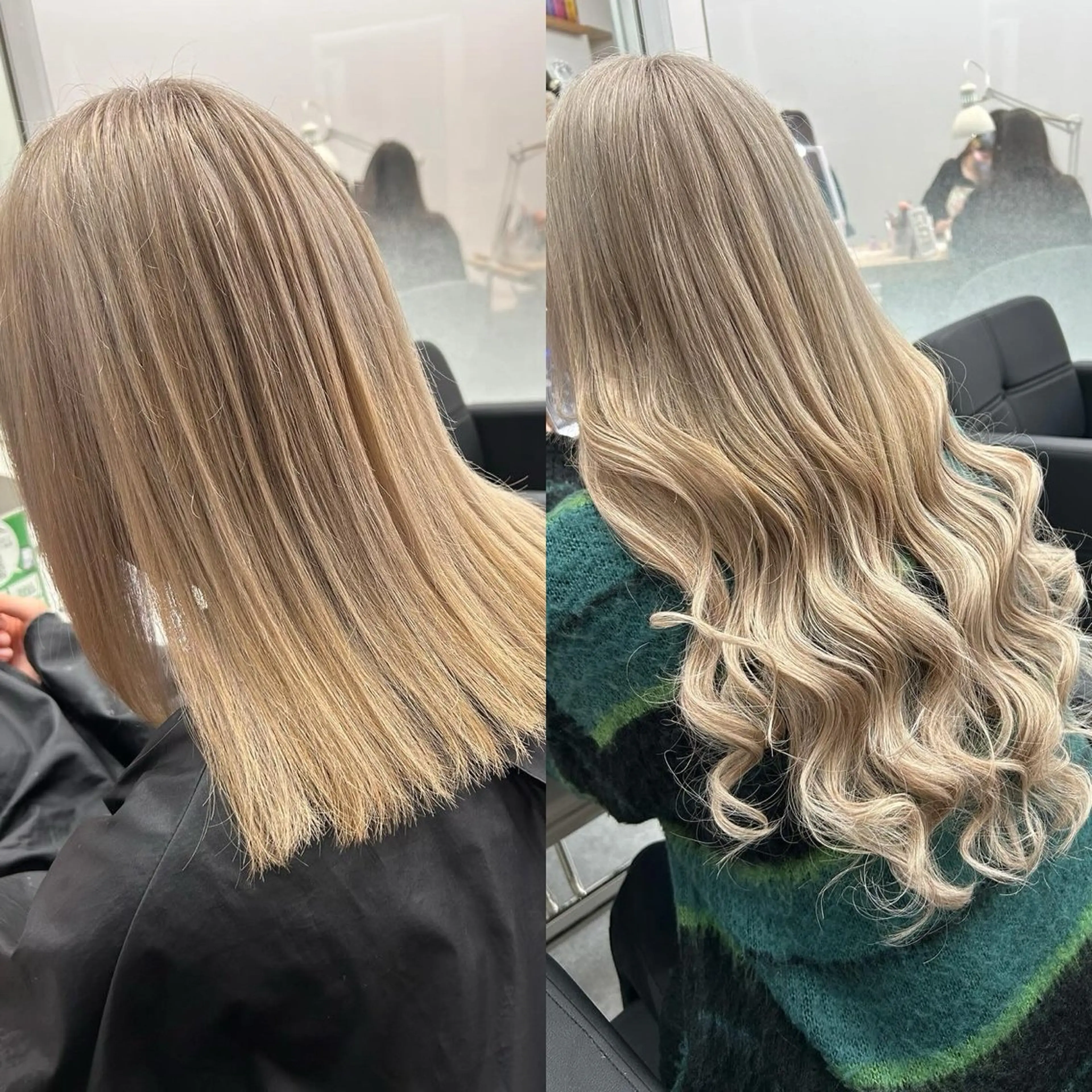 ロング カラー ヘアアレンジ シールエクステ バレイヤージュ ベージュカラー ブリーチ ダブルカラー alpha. カラーエクステ下妻のヘアスタイル